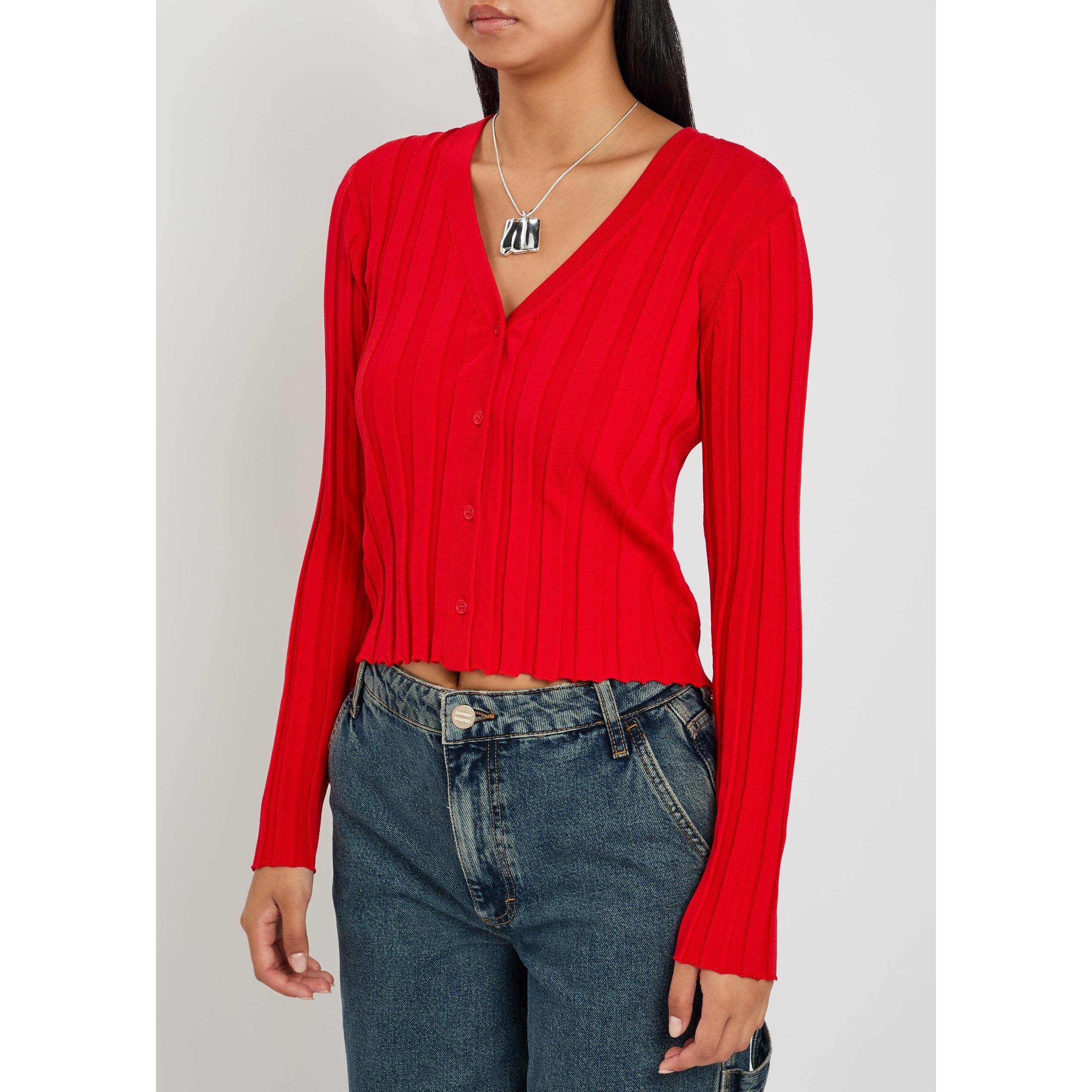 RED - Staud - Women's Ezra Slim-Fit Cardigan - 2