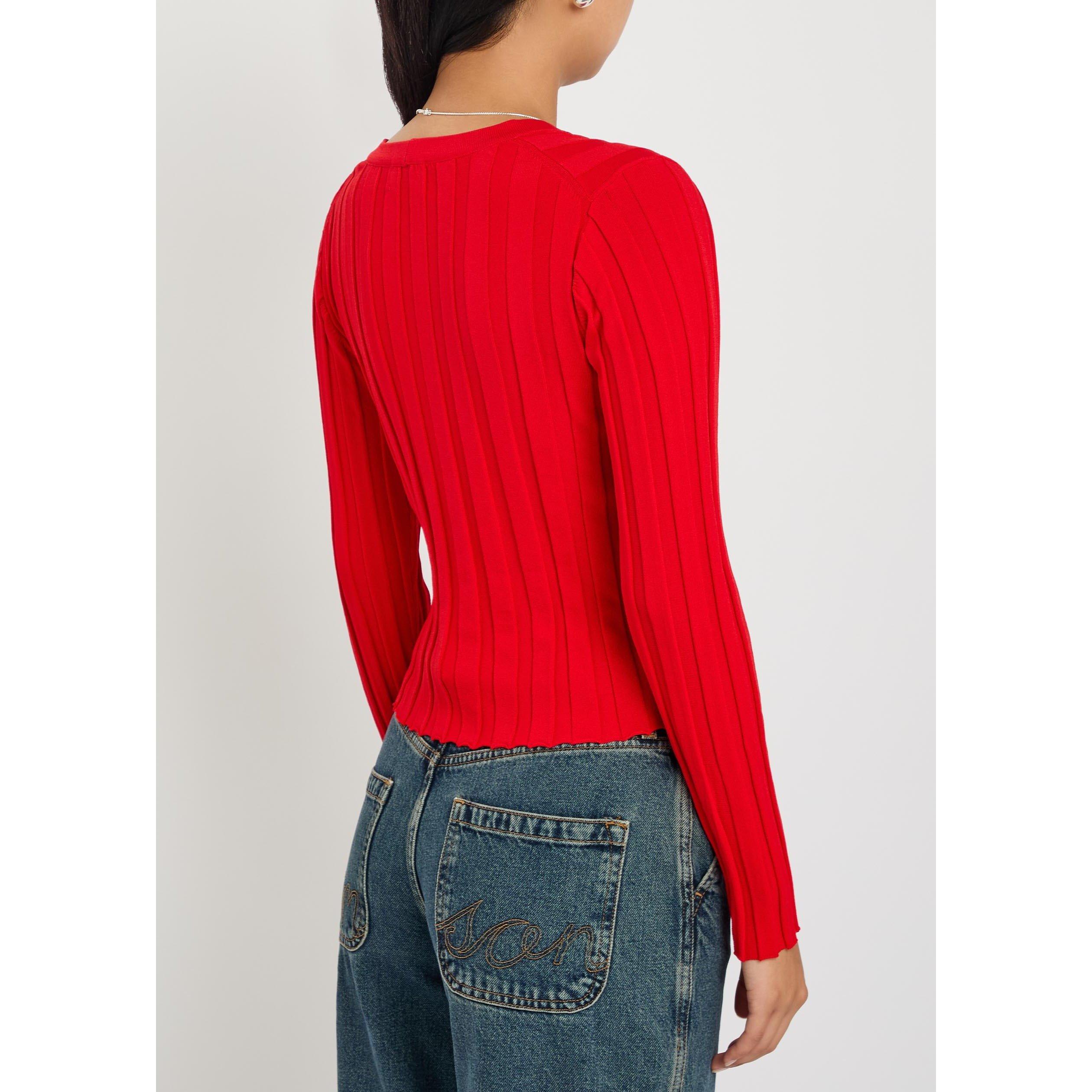 RED - Staud - Women's Ezra Slim-Fit Cardigan - 3
