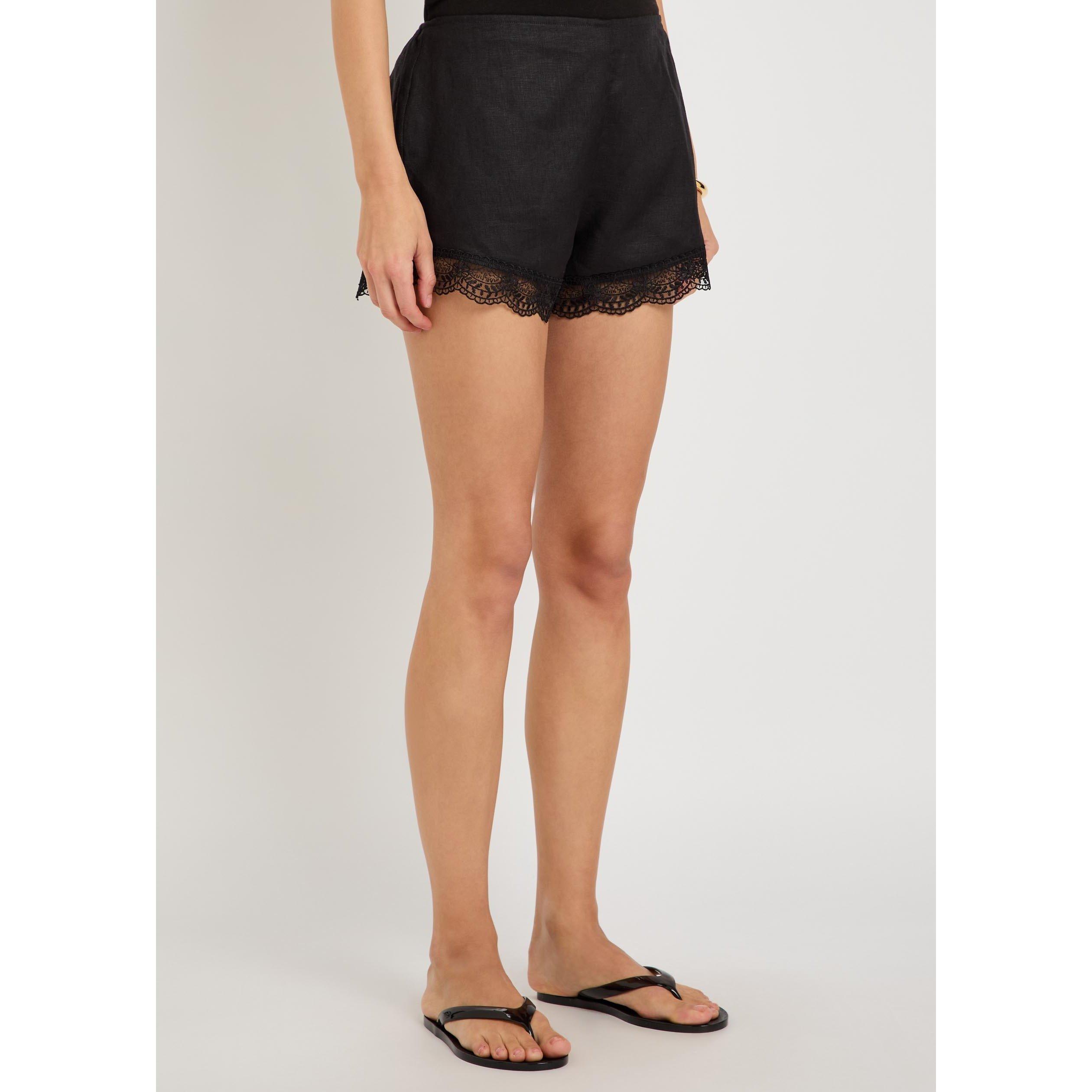 BLACK - Staud - Women's Von Linen Woven Shorts - 2