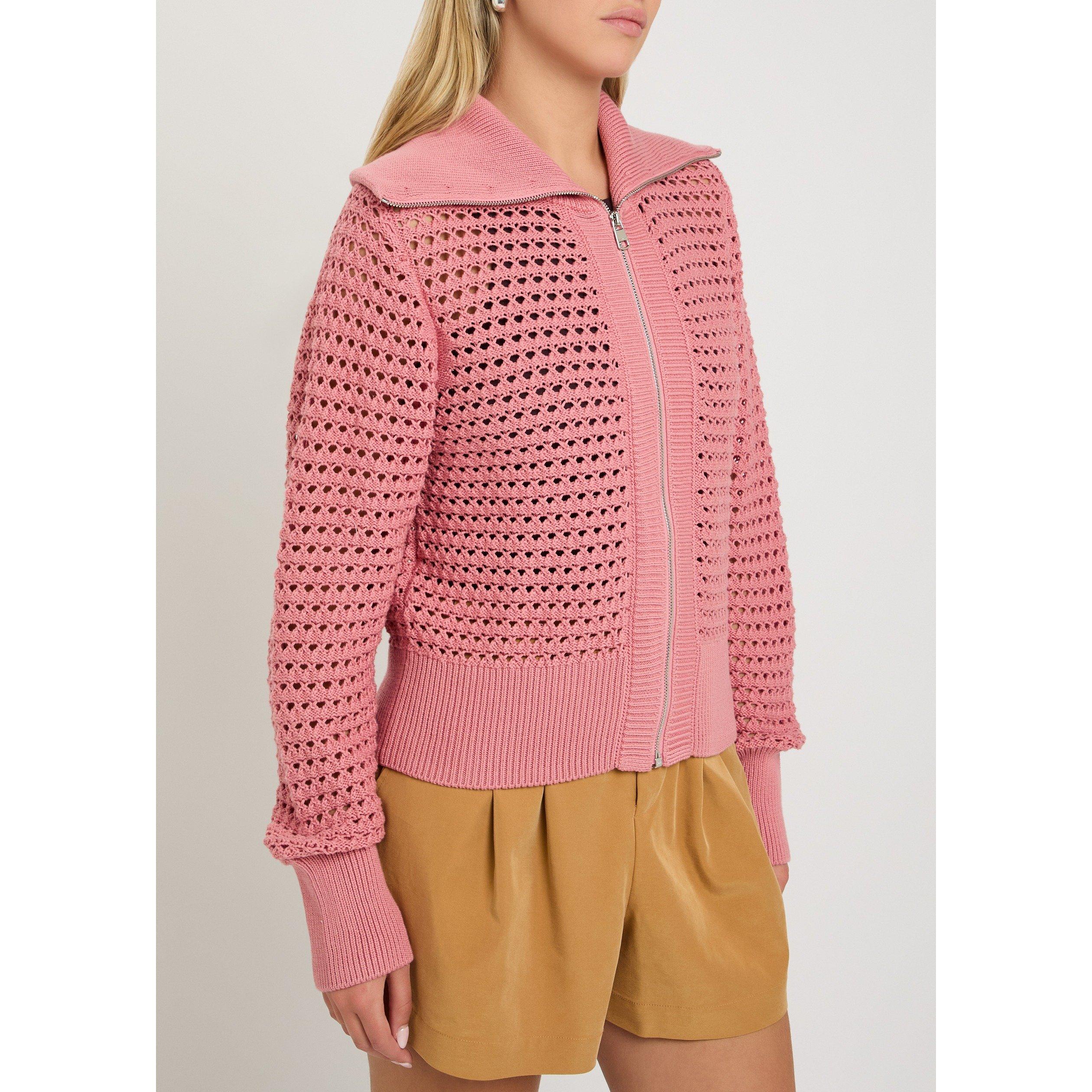 LIGHT PINK - Varley - Women's Eloise Cotton Long-Sleeve Full-Zip Knitted Top - 2