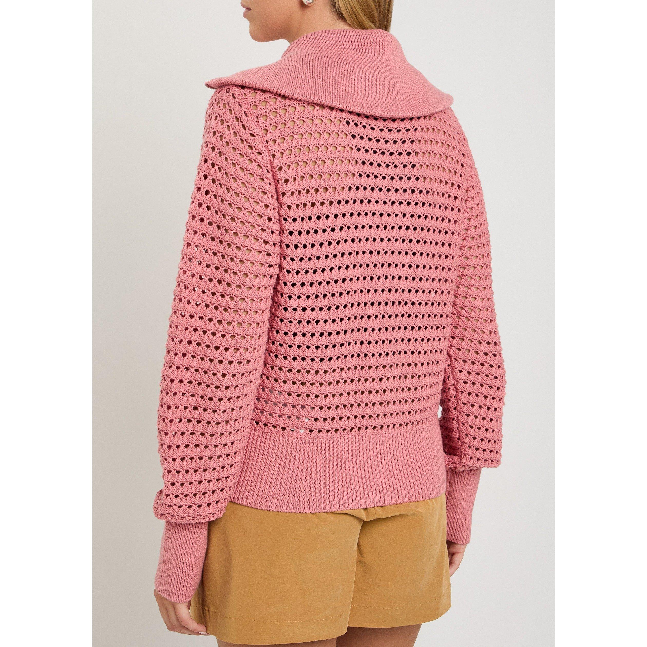 LIGHT PINK - Varley - Women's Eloise Cotton Long-Sleeve Full-Zip Knitted Top - 3