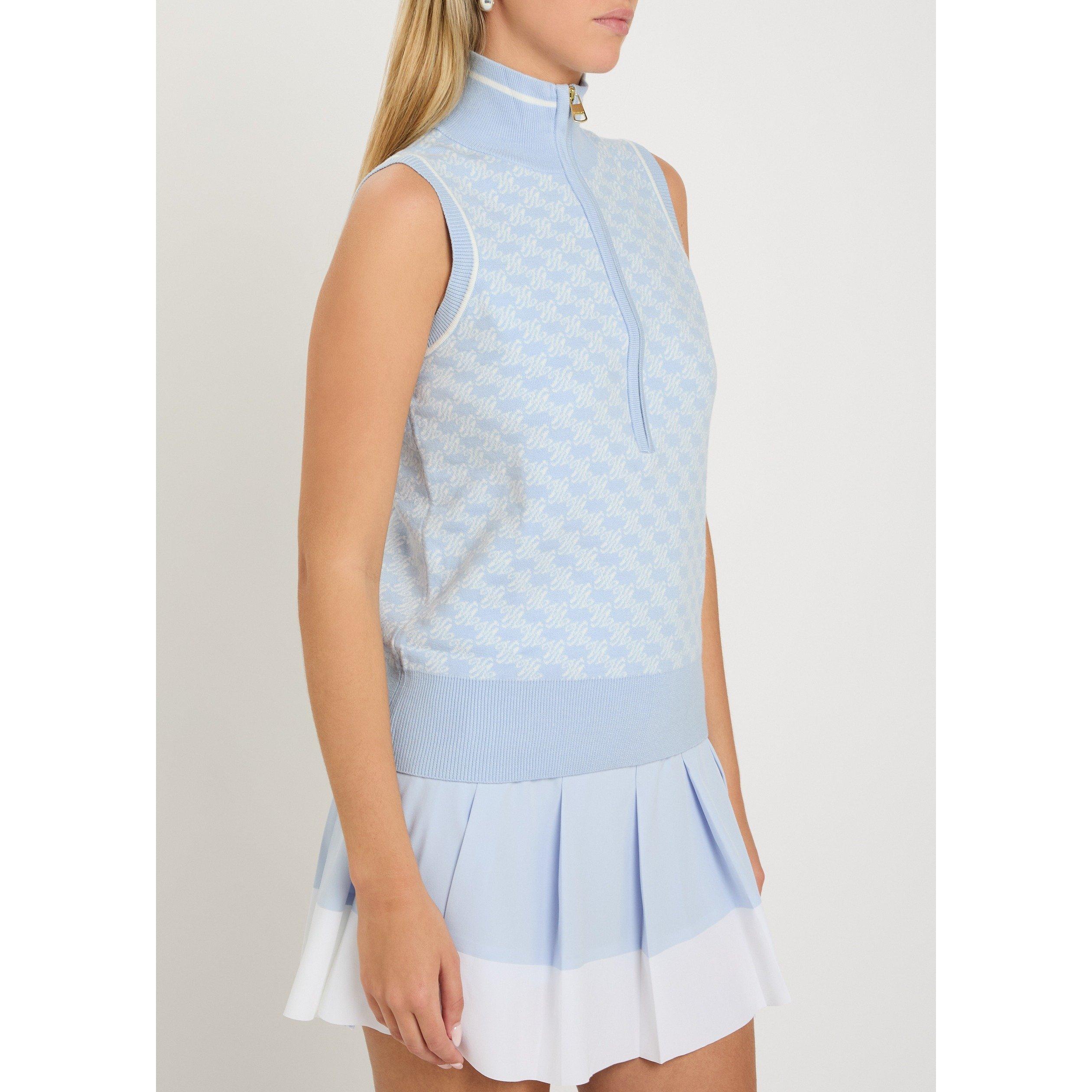 BLUE AND WHITE - Varley - Women's Vincent Half-Zip Funnel-Neck Viscose Vest - 2