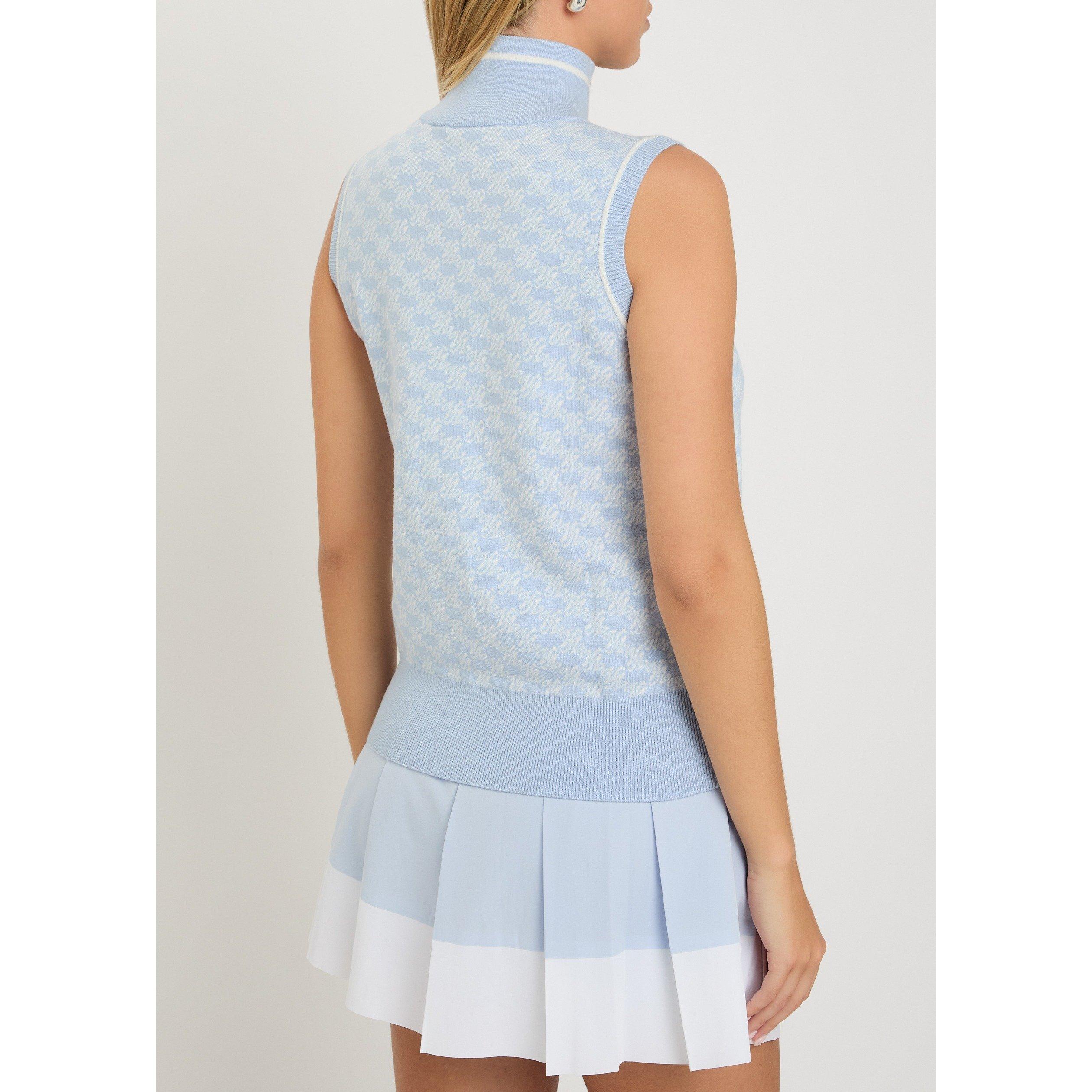 BLUE AND WHITE - Varley - Women's Vincent Half-Zip Funnel-Neck Viscose Vest - 3