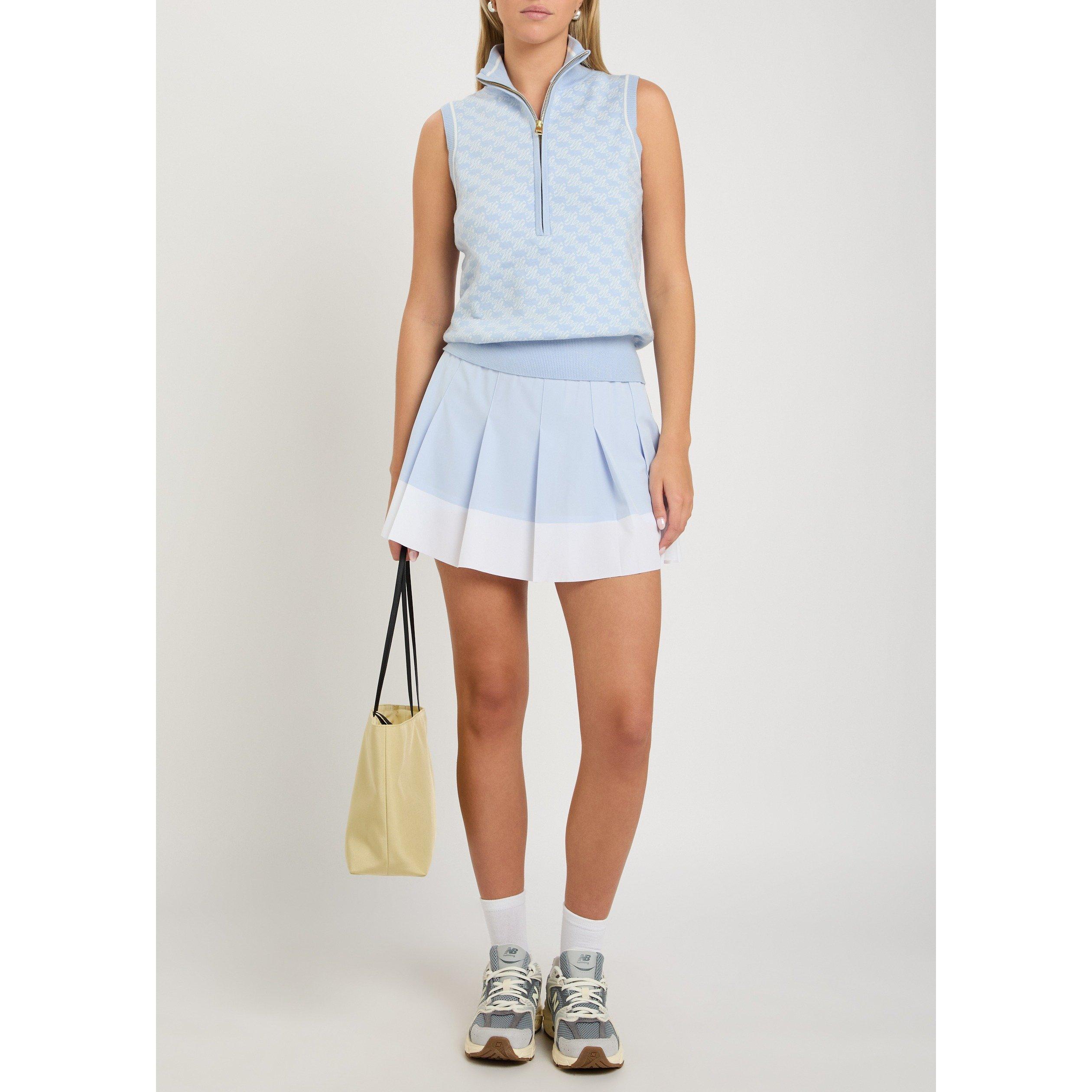 BLUE AND WHITE - Varley - Women's Vincent Half-Zip Funnel-Neck Viscose Vest - 5