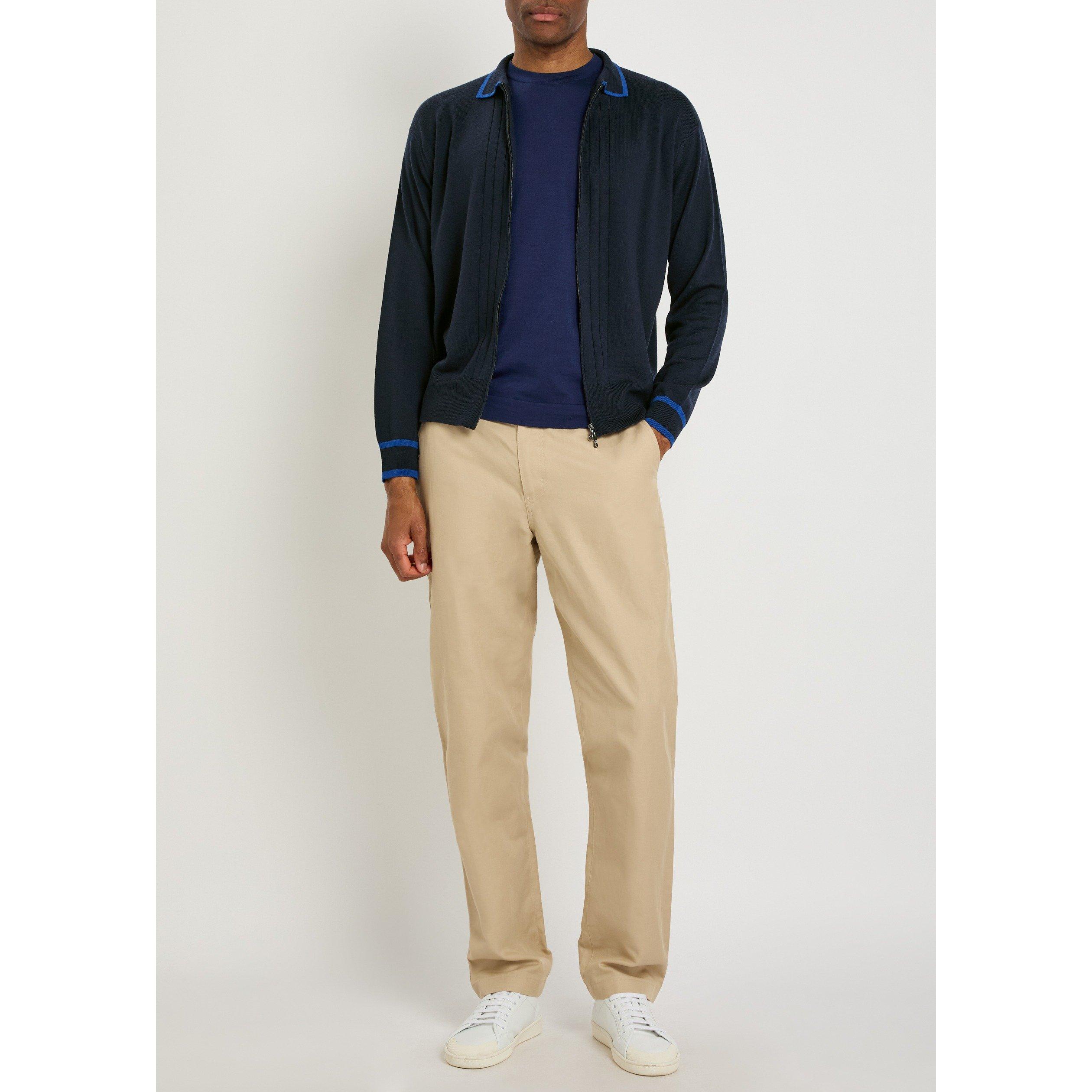 NAVY - John Smedley - Men's Albie Merino Wool Long-Sleeve Cardigan - 5