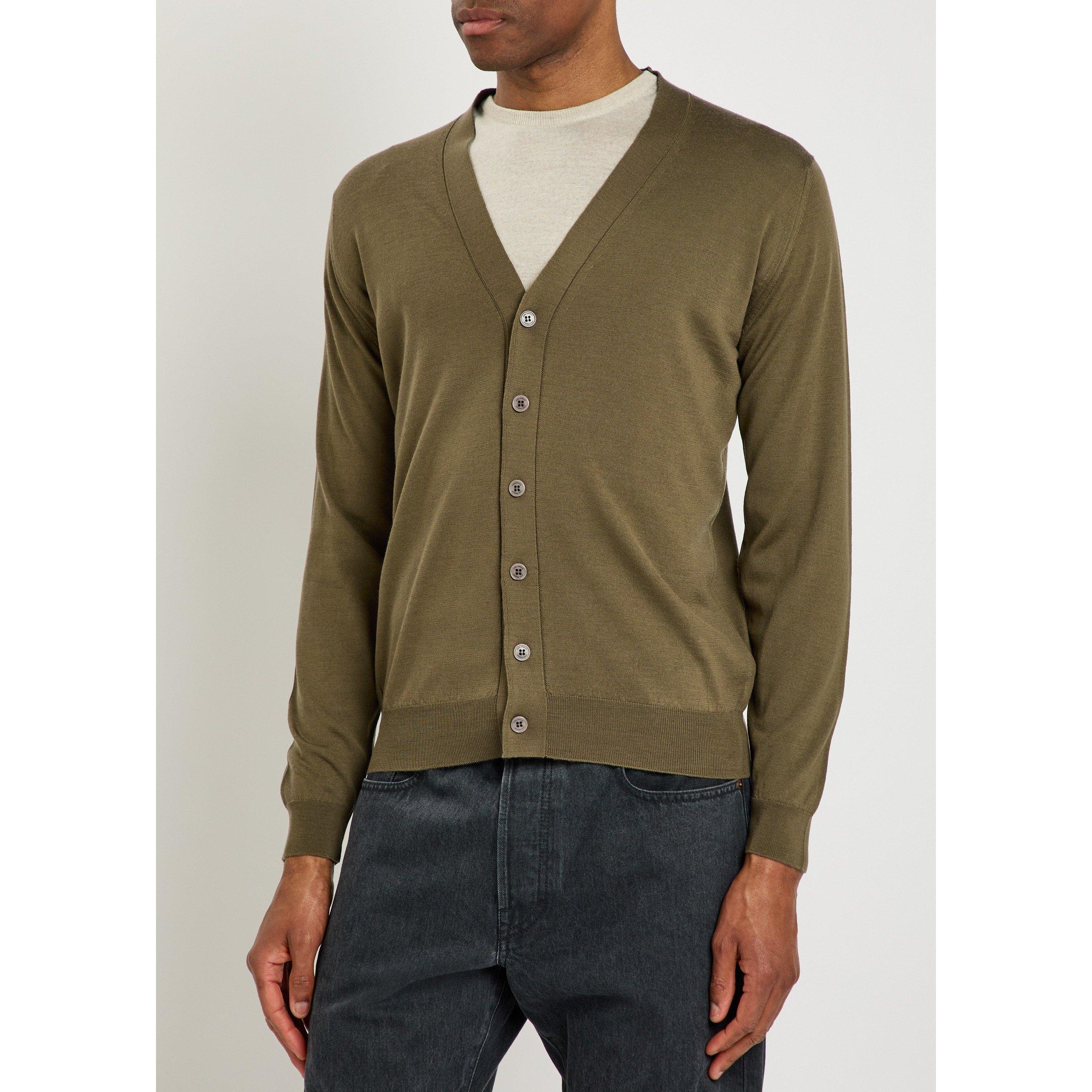 DARK GREEN - John Smedley - Men's Bradrick Merino Wool Slim-Fit Cardigan - 2