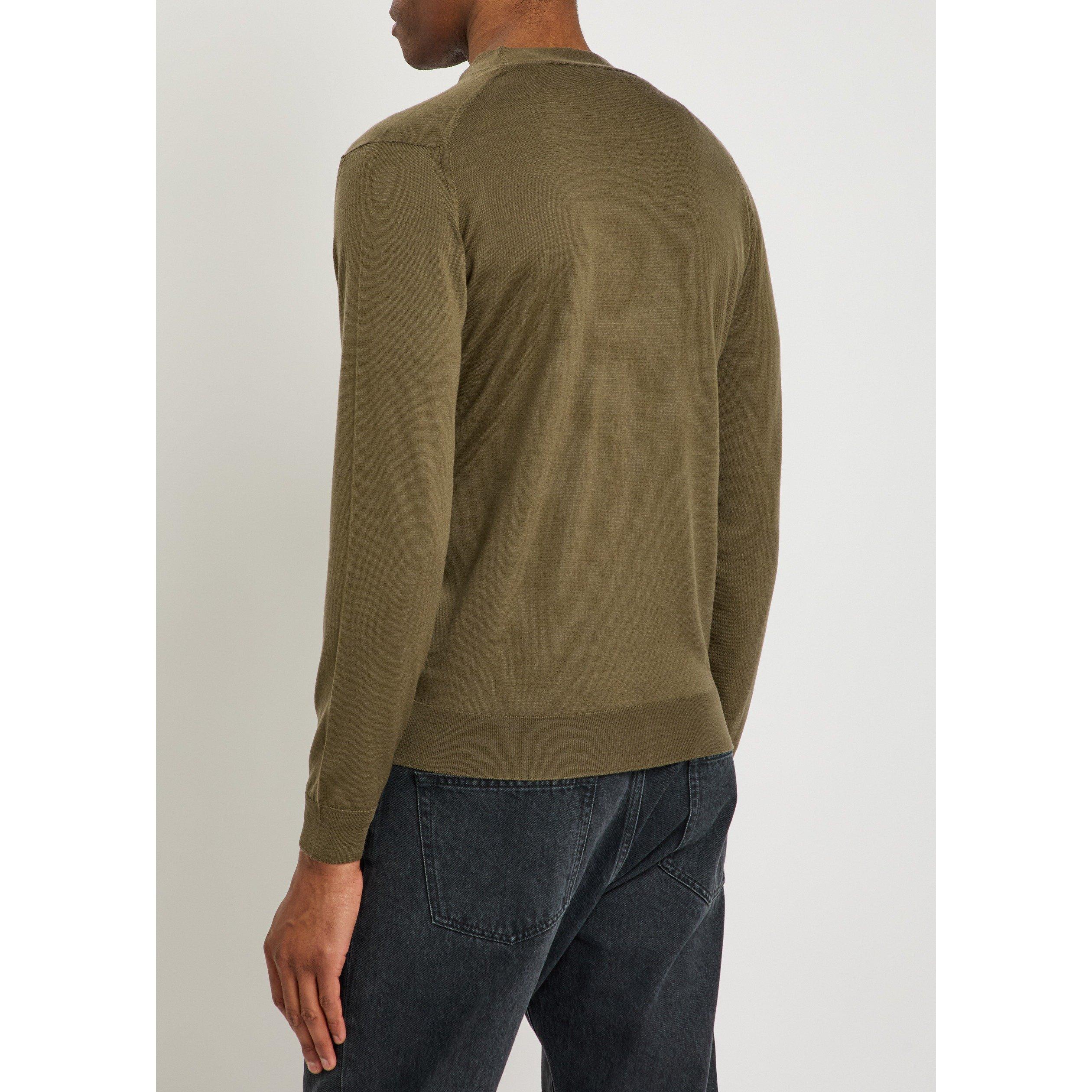 DARK GREEN - John Smedley - Men's Bradrick Merino Wool Slim-Fit Cardigan - 3