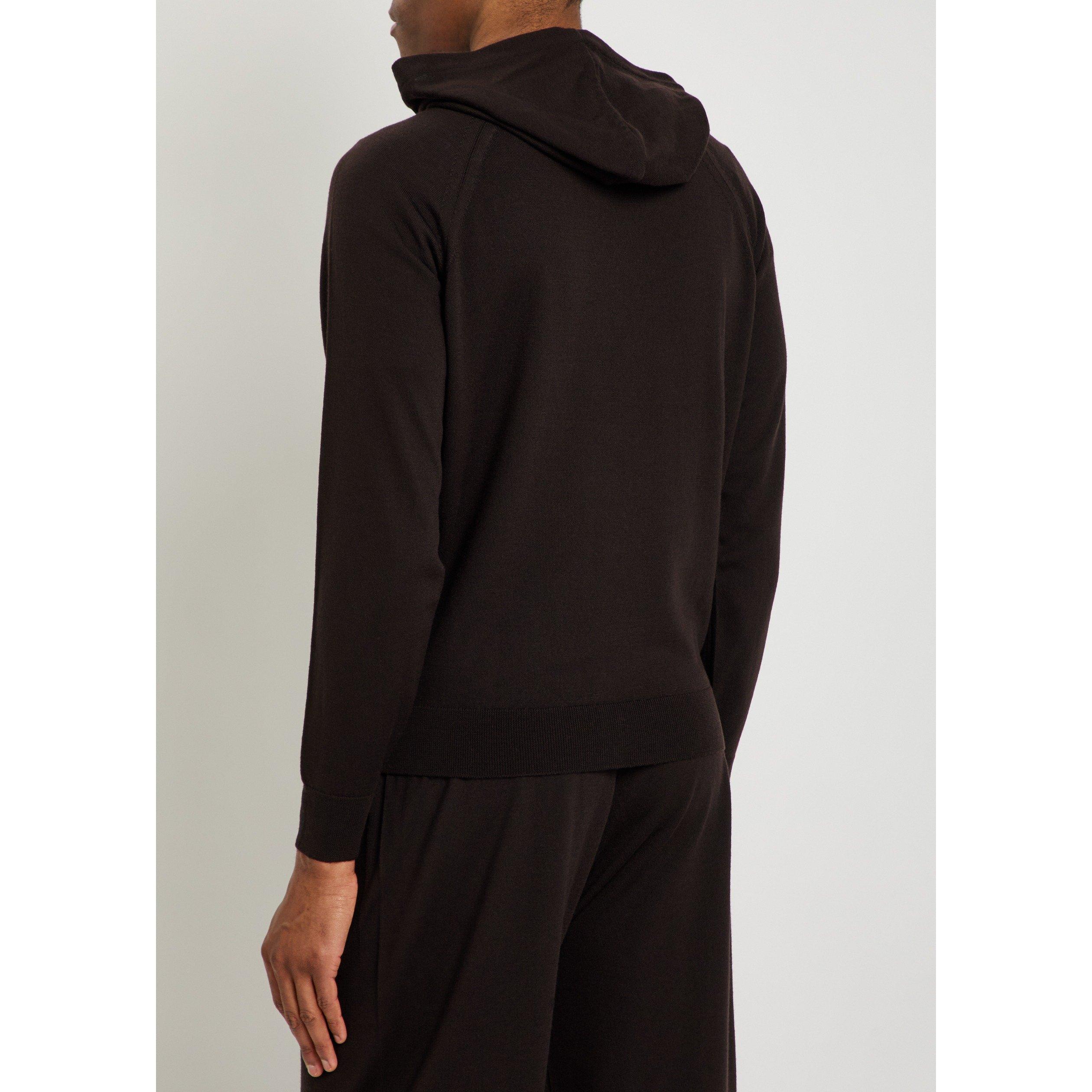 BROWN - John Smedley - Men's Carty Merino Wool Knitted Hoodie - 3