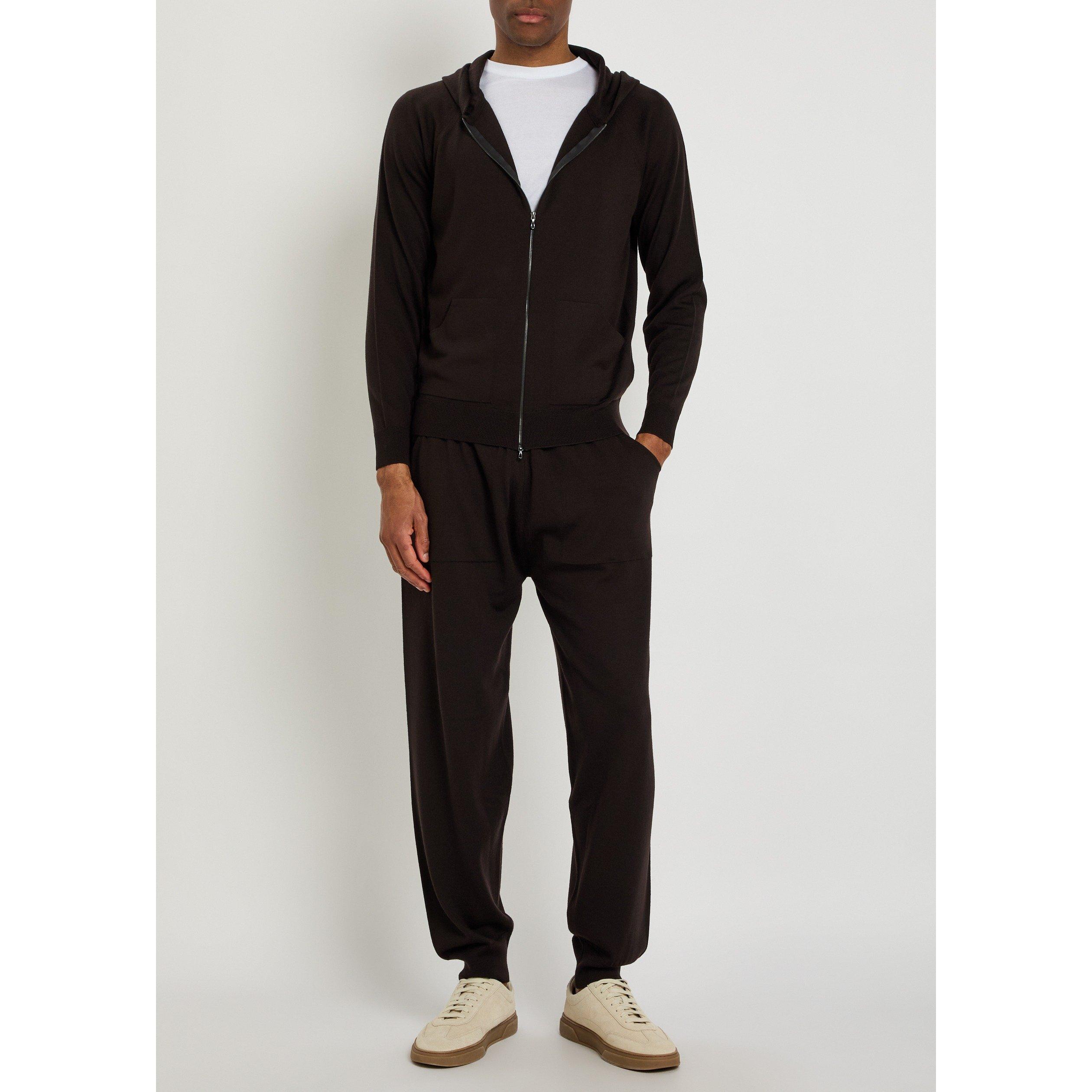 BROWN - John Smedley - Men's Carty Merino Wool Knitted Hoodie - 5