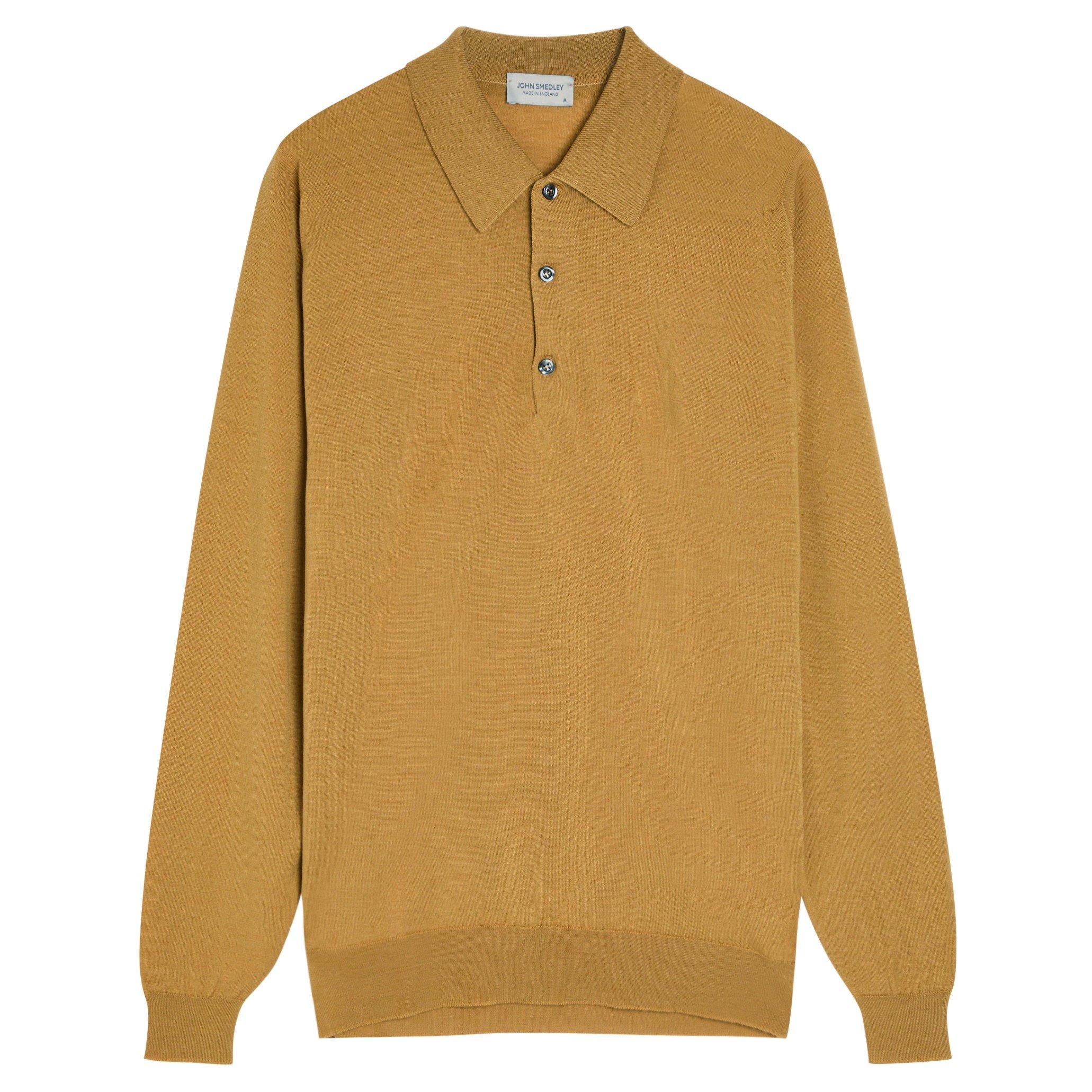 YELLOW - John Smedley - Men's Caverhill Merino Wool Long-Sleeve Polo Shirt - 1
