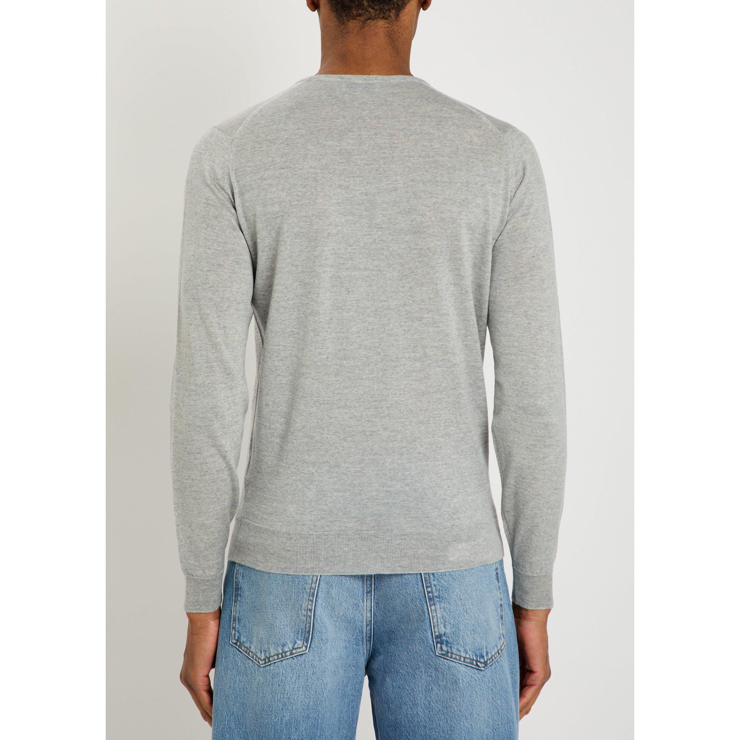 LIGHT GREY - John Smedley - Men's Lundy Merino Wool Slim-Fit Crew-Neck Jumper - 3