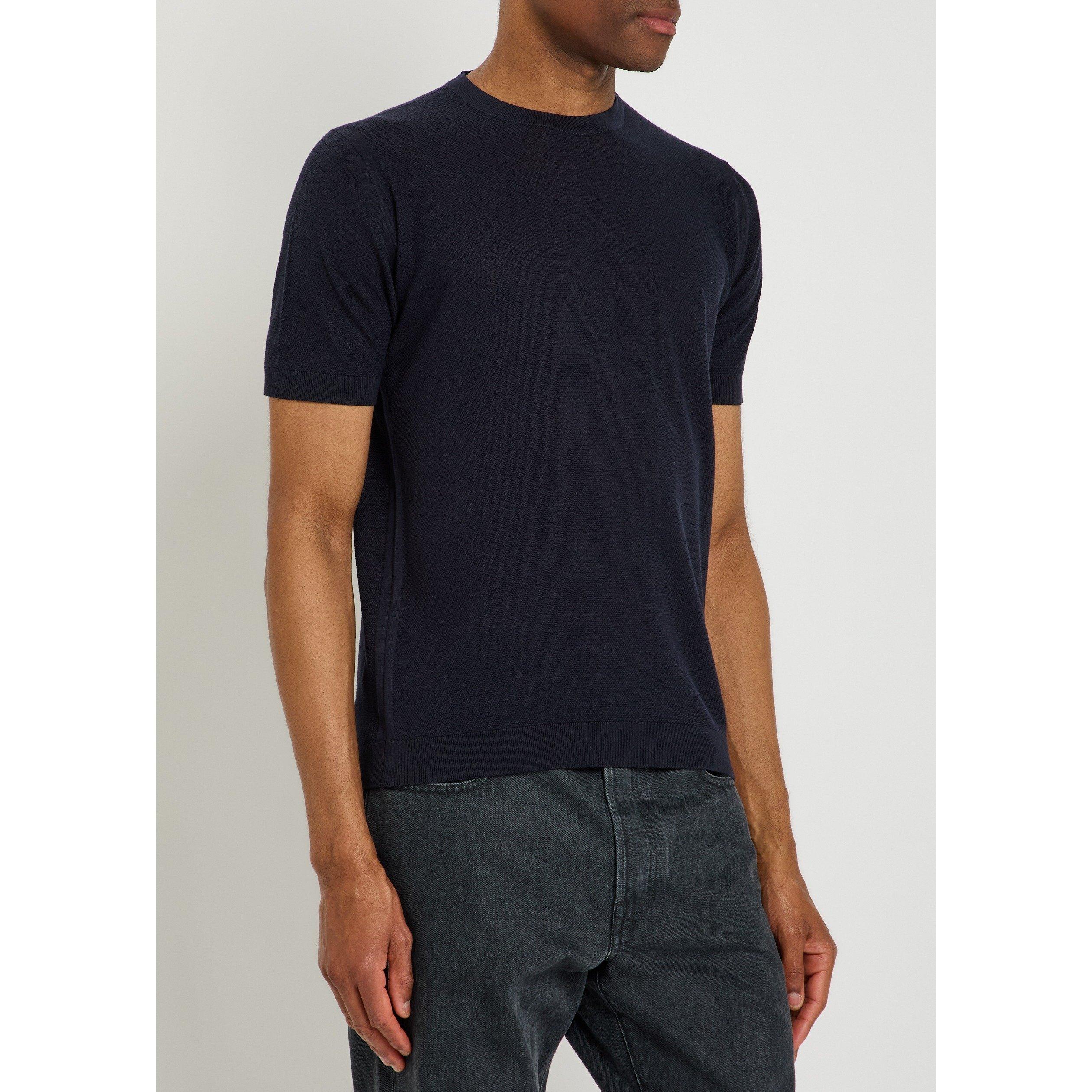 NAVY - John Smedley - Men's Park Cotton Short-Sleeve Slim-Fit Knitted T-Shirt - 2