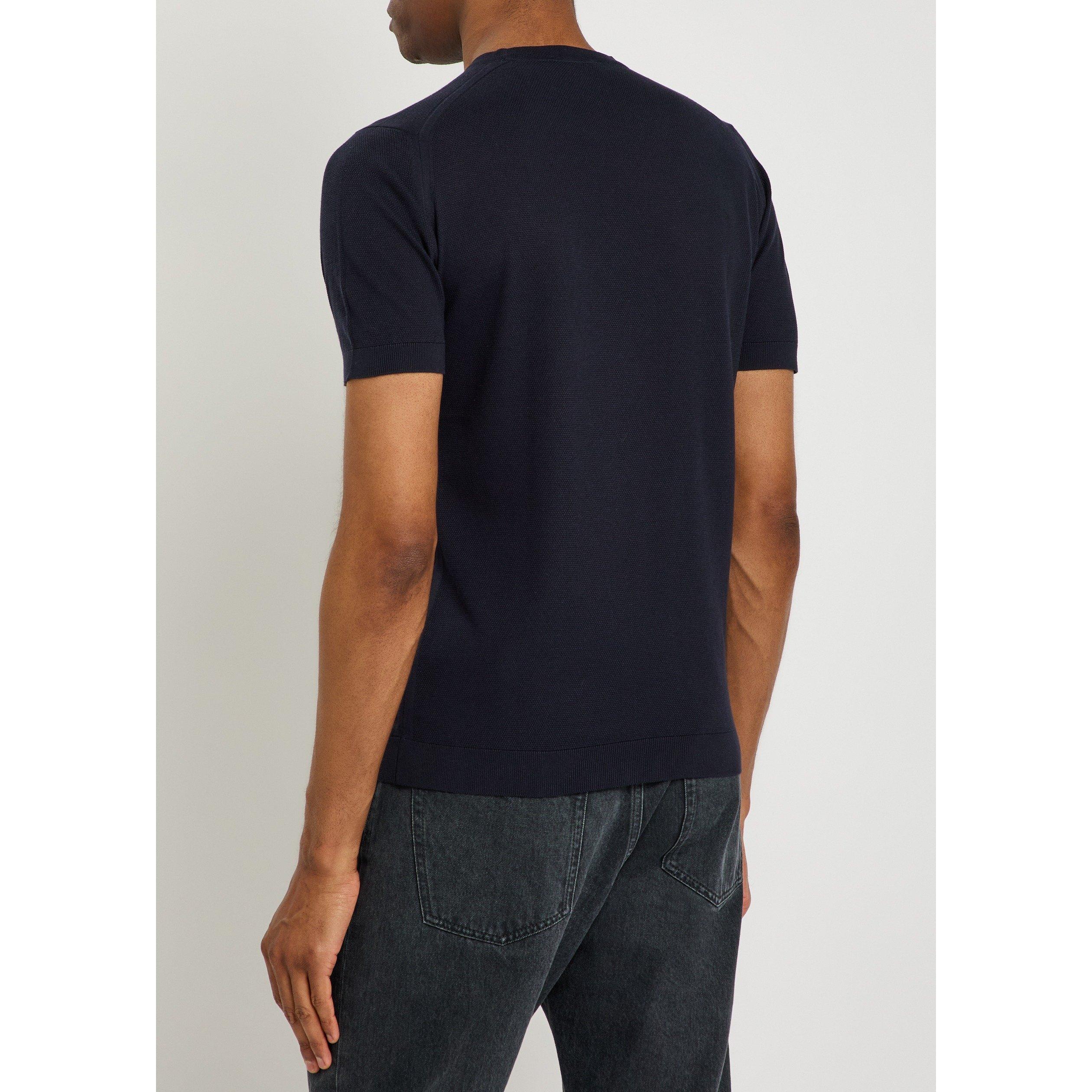 NAVY - John Smedley - Men's Park Cotton Short-Sleeve Slim-Fit Knitted T-Shirt - 3