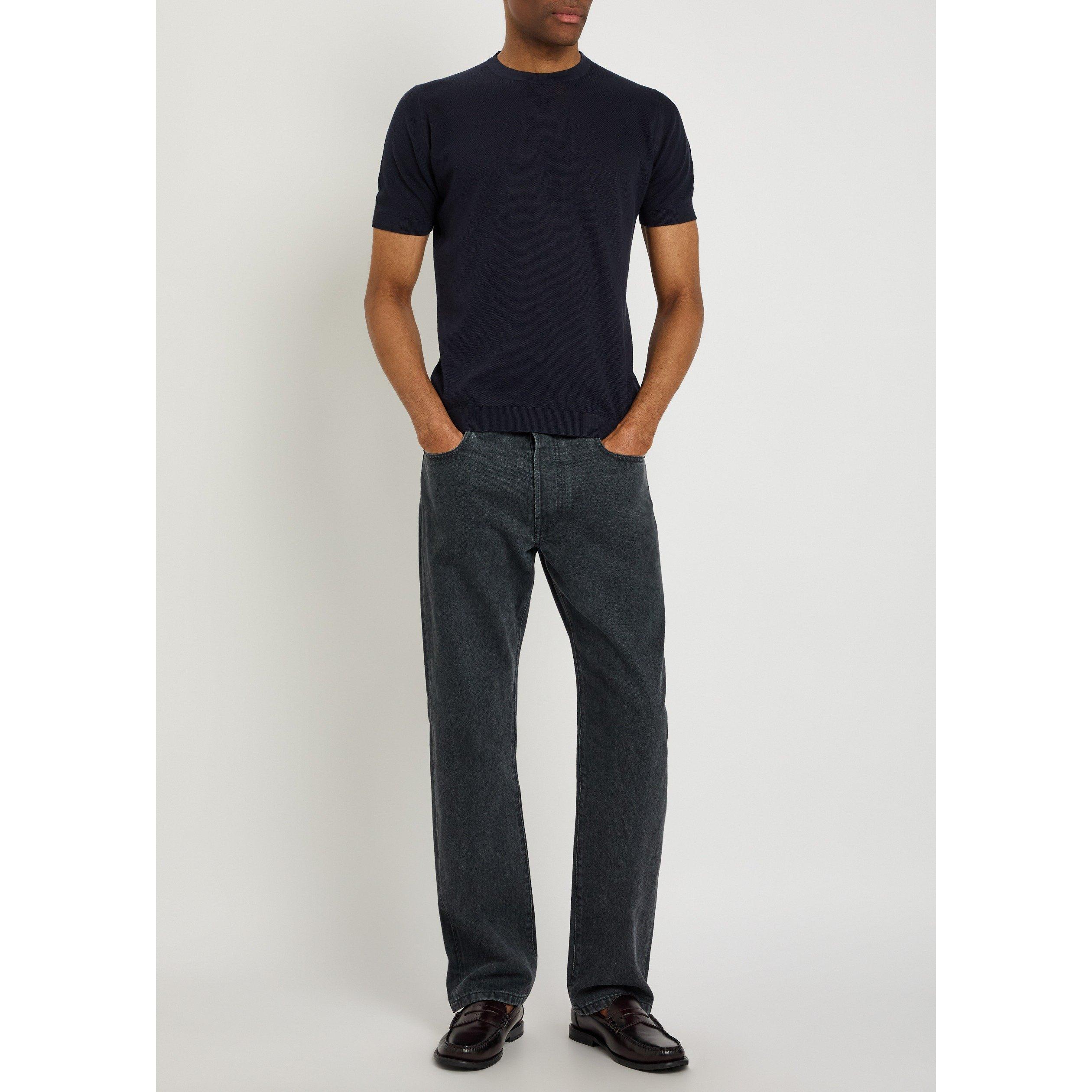 NAVY - John Smedley - Men's Park Cotton Short-Sleeve Slim-Fit Knitted T-Shirt - 5