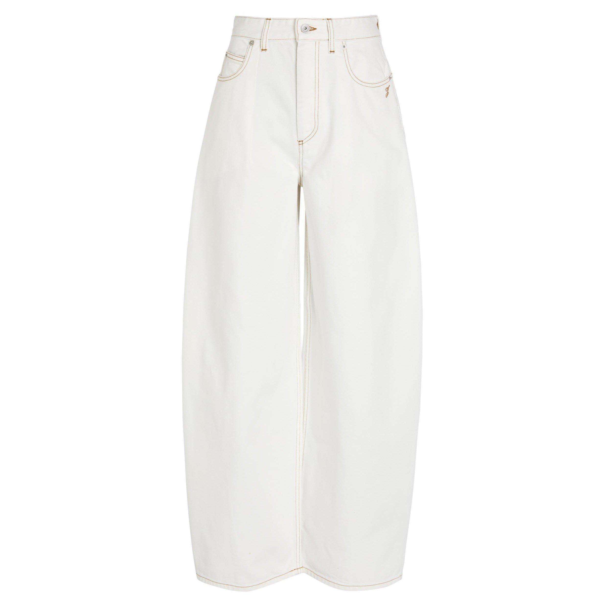 OFF WHITE - Jacquemus - Women's De-Nîmes Ovalo Cotton Barrel Leg High-Rise Jeans - 1