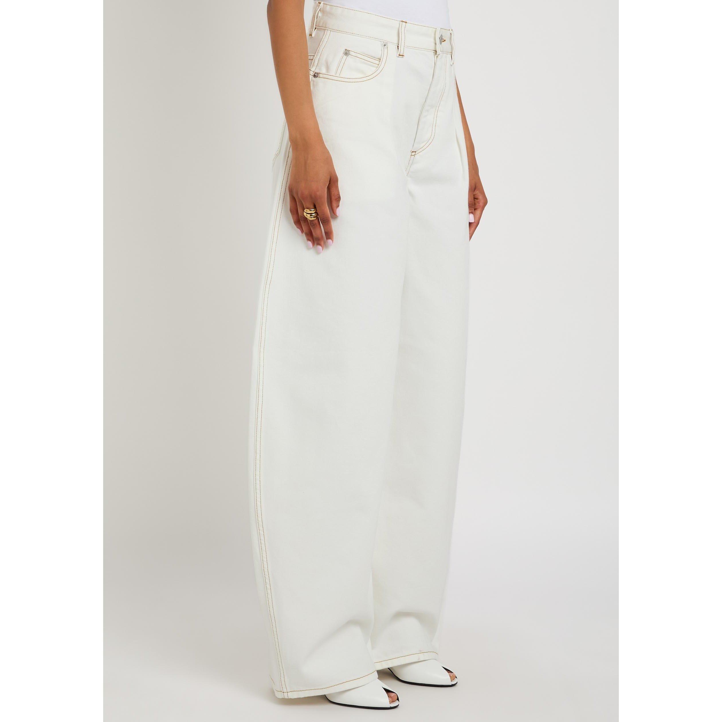 OFF WHITE - Jacquemus - Women's De-Nîmes Ovalo Cotton Barrel Leg High-Rise Jeans - 2