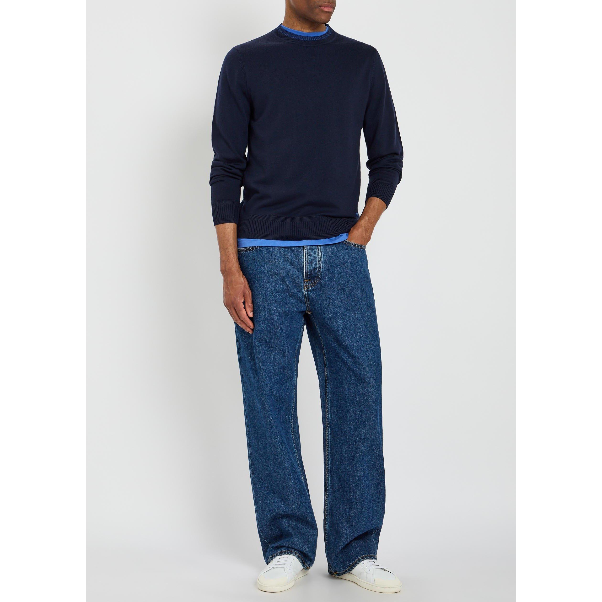 NAVY - PS Paul Smith - Men's Merino Wool Striped Crew-Neck Jumper - 5
