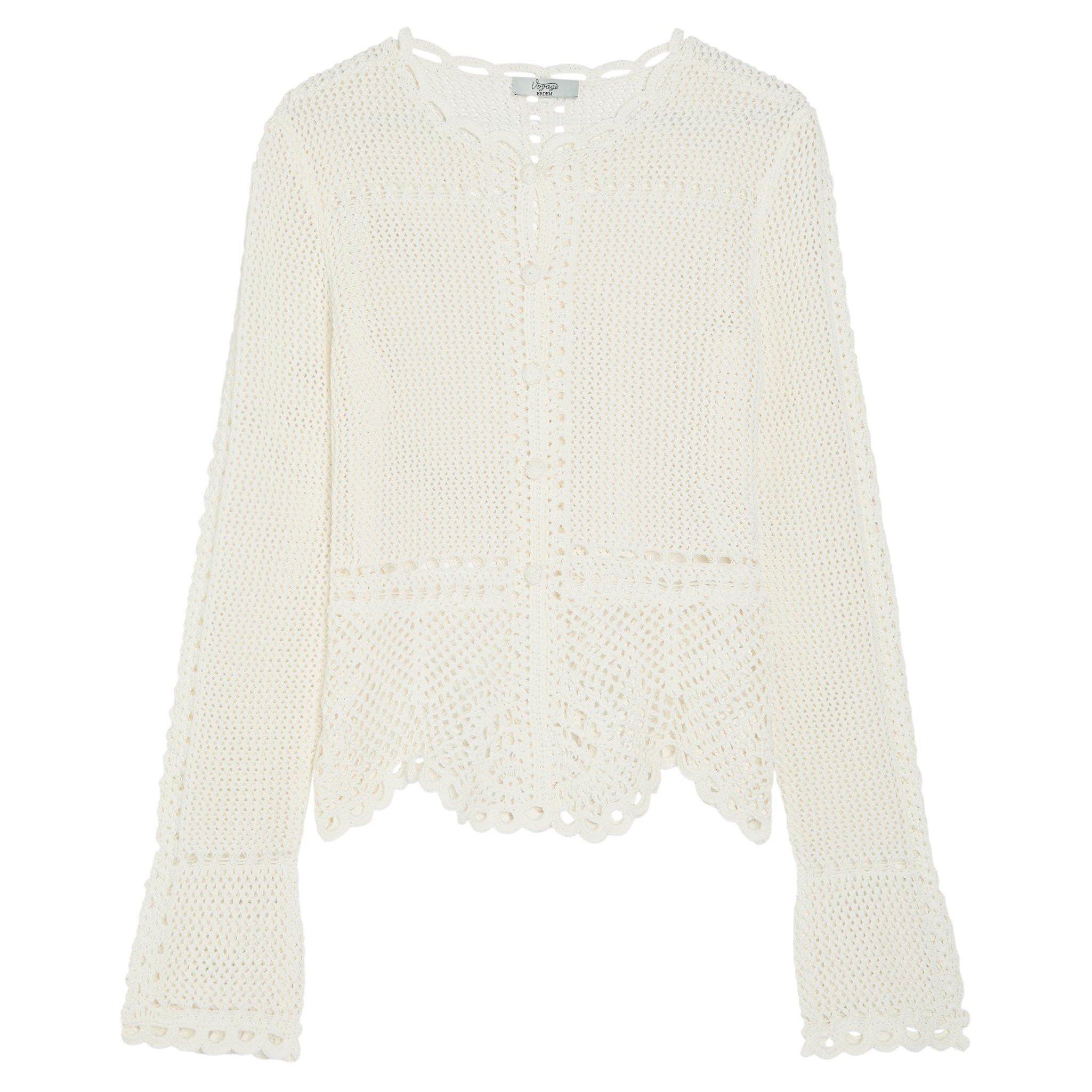 IVORY - Erdem - COTTON CROCHET PEPLUM CARDIGAN