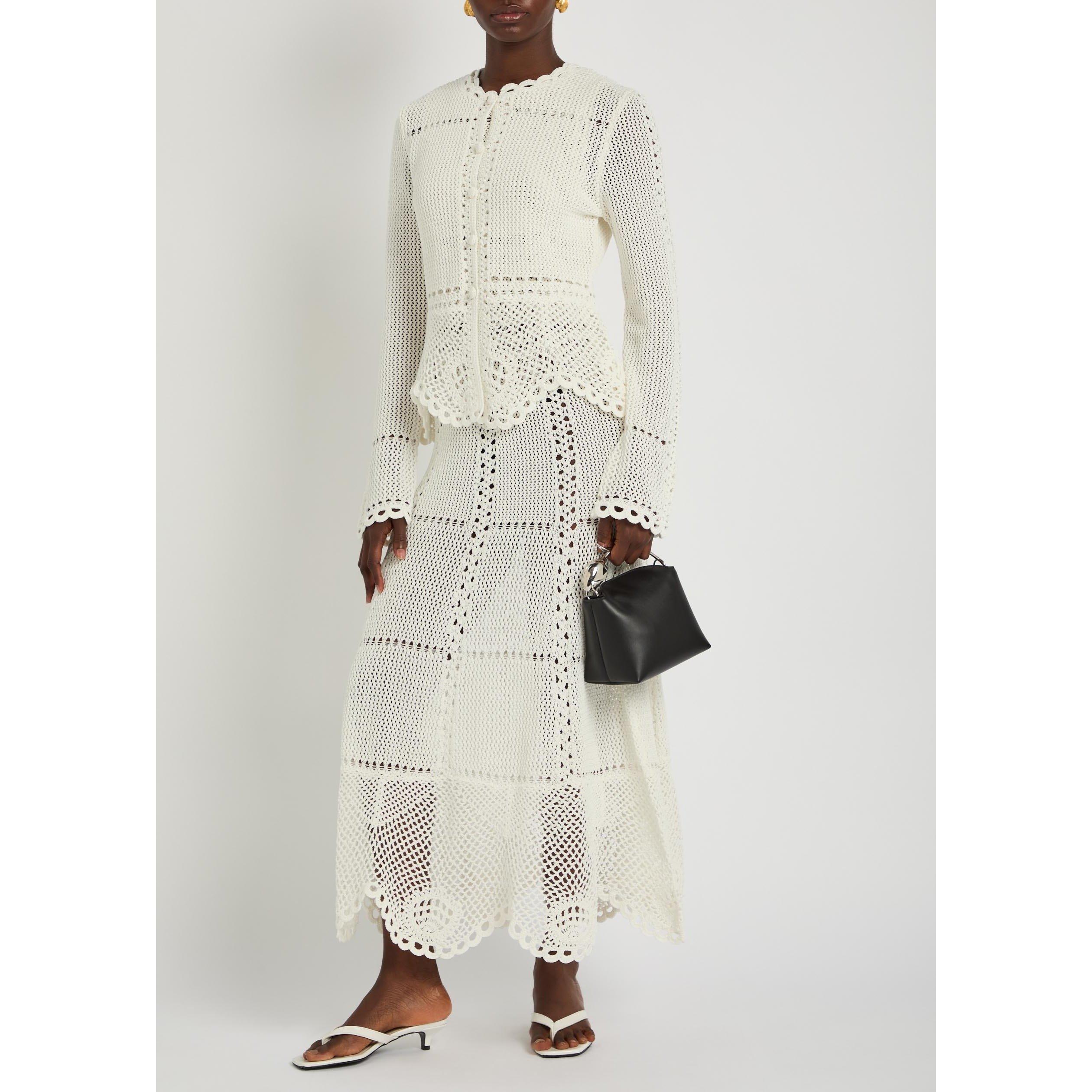 IVORY - Erdem - COTTON CROCHET PEPLUM CARDIGAN - 5