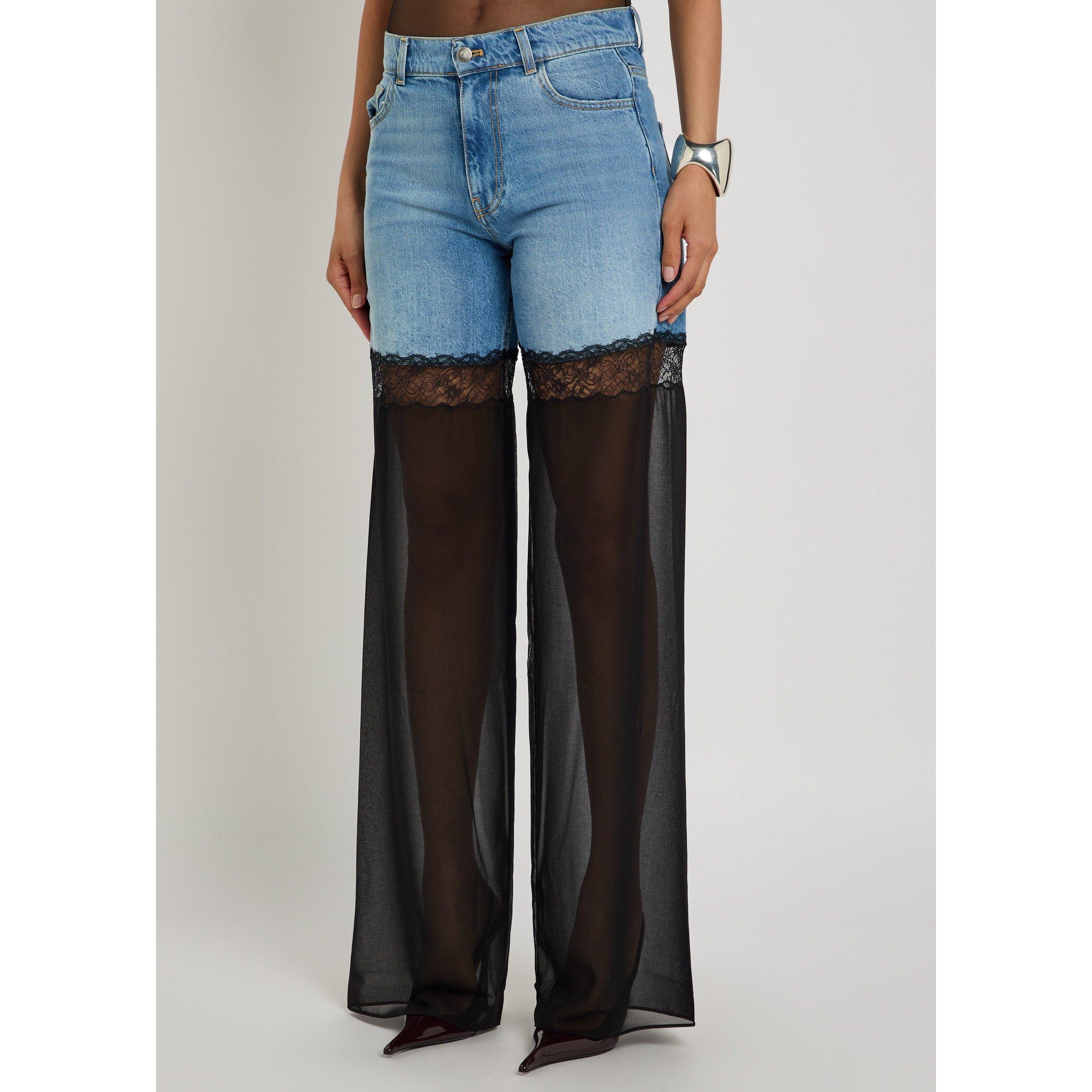 BLUE - Nensi Dojaka - HYBRID JEANS WITH SHEER LEG - 2