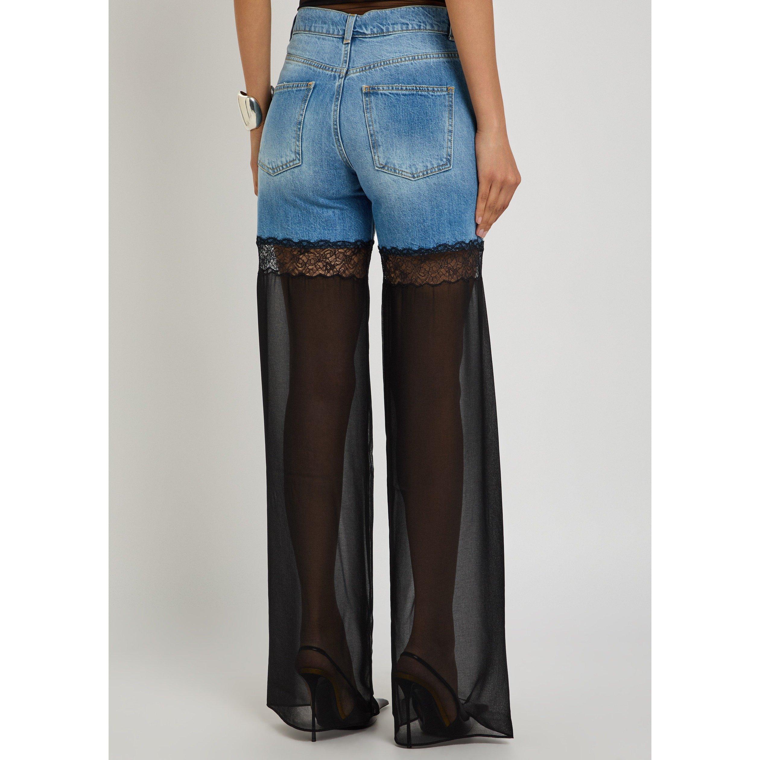 BLUE - Nensi Dojaka - HYBRID JEANS WITH SHEER LEG - 3