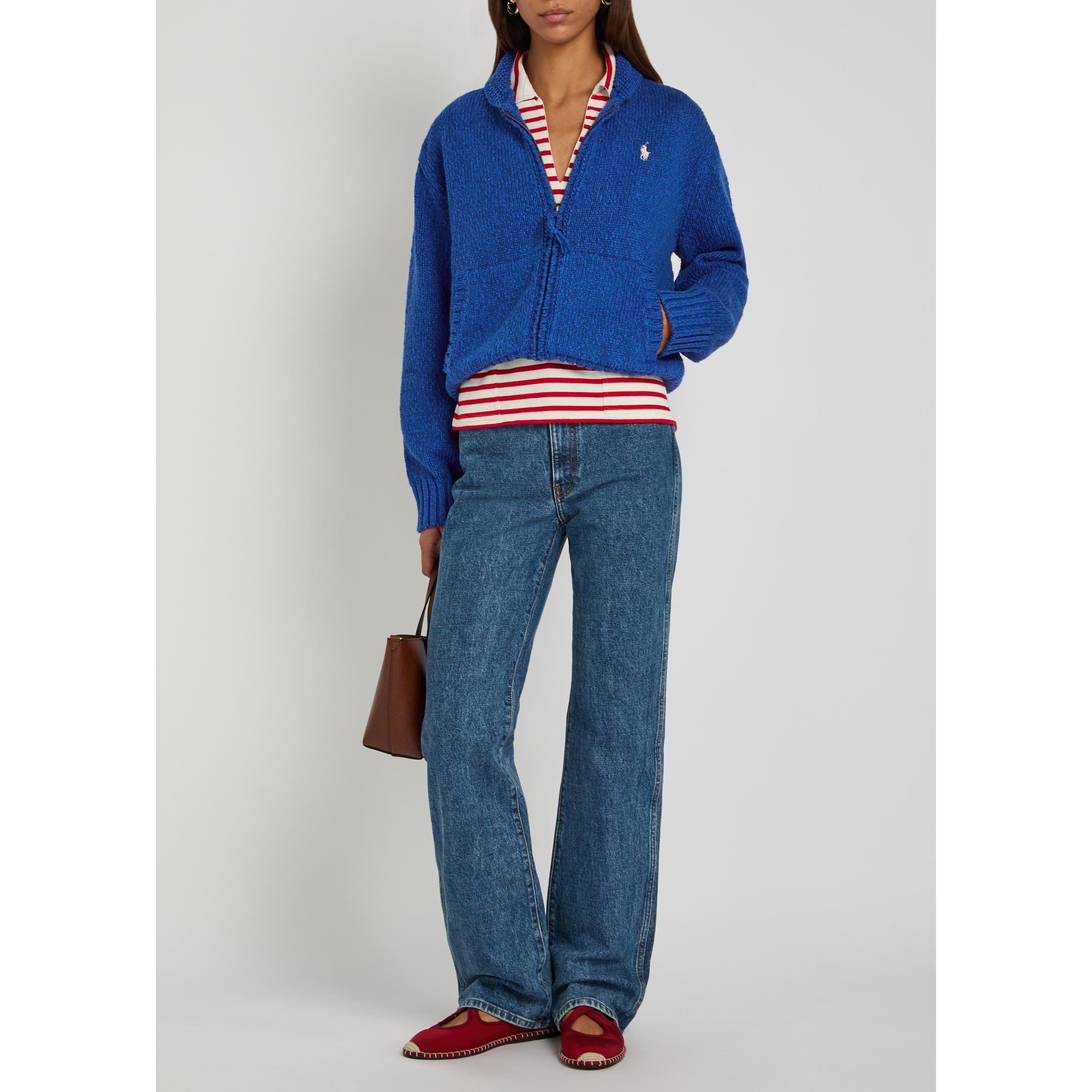 BLUE - Polo Ralph Lauren - Women's Cotton Cable Knit Cardigan - 5