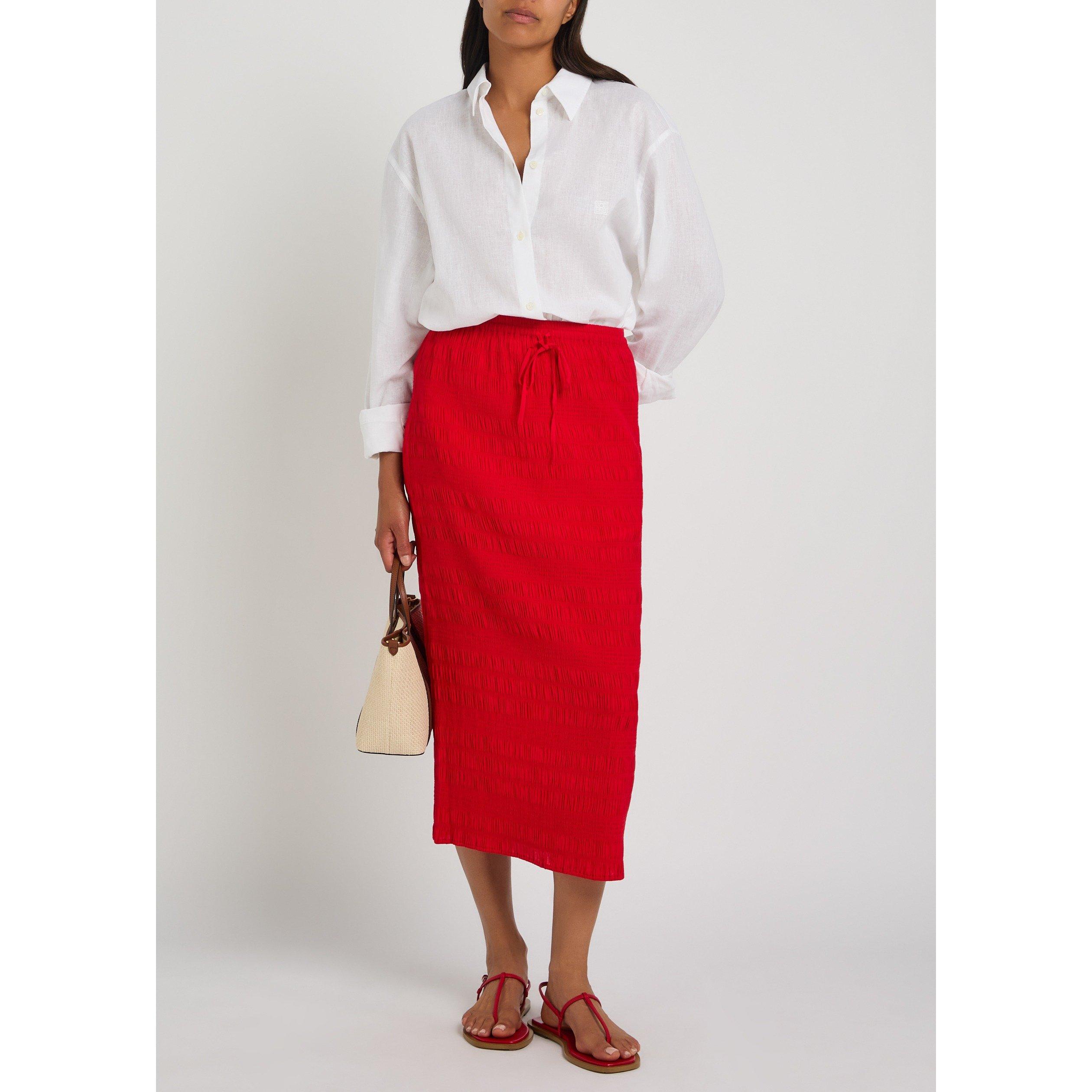 RED - Polo Ralph Lauren - Women's Viscose Pencil Midi Skirt - 5