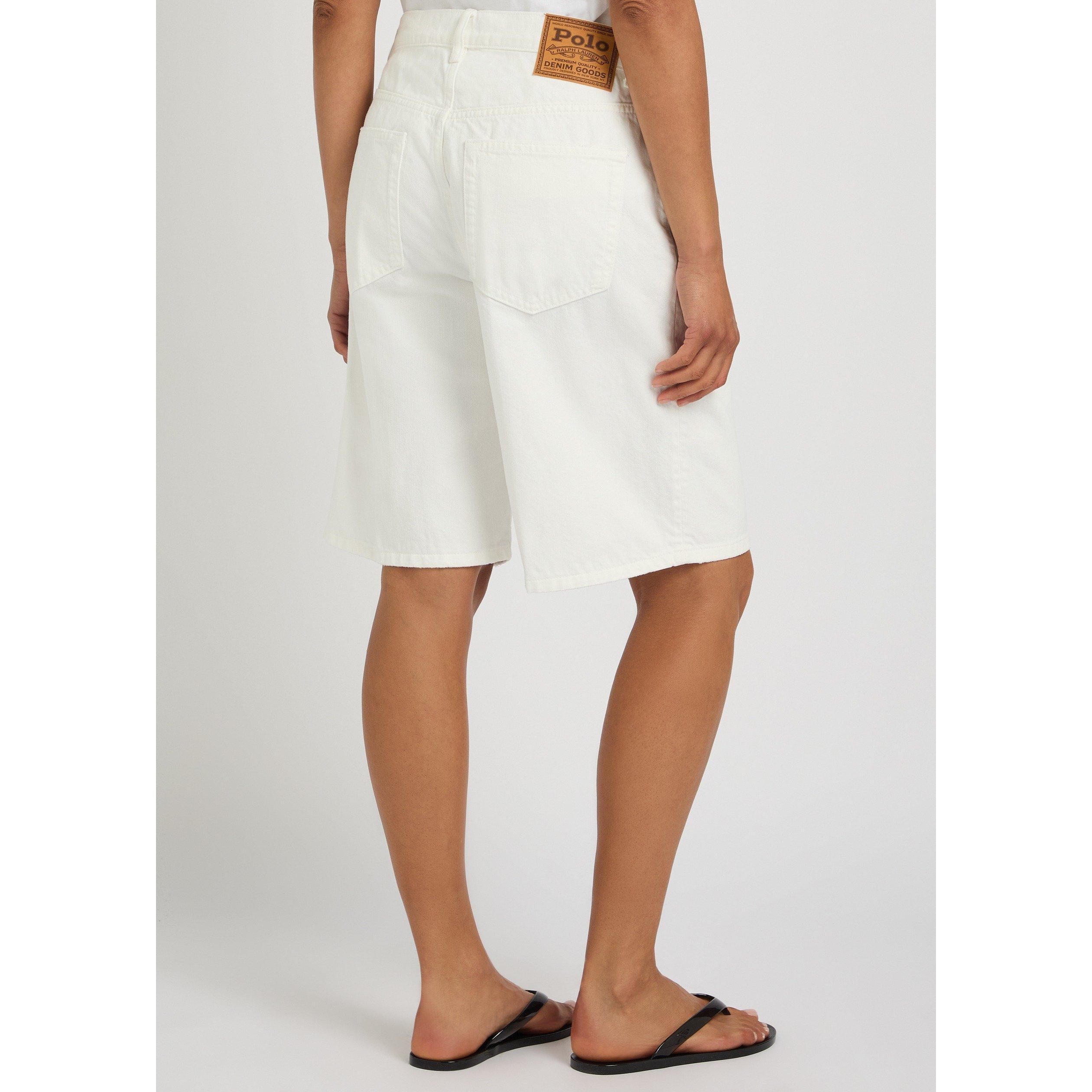 WHITE - Polo Ralph Lauren - Women's Bermuda Cotton Denim Shorts - 3