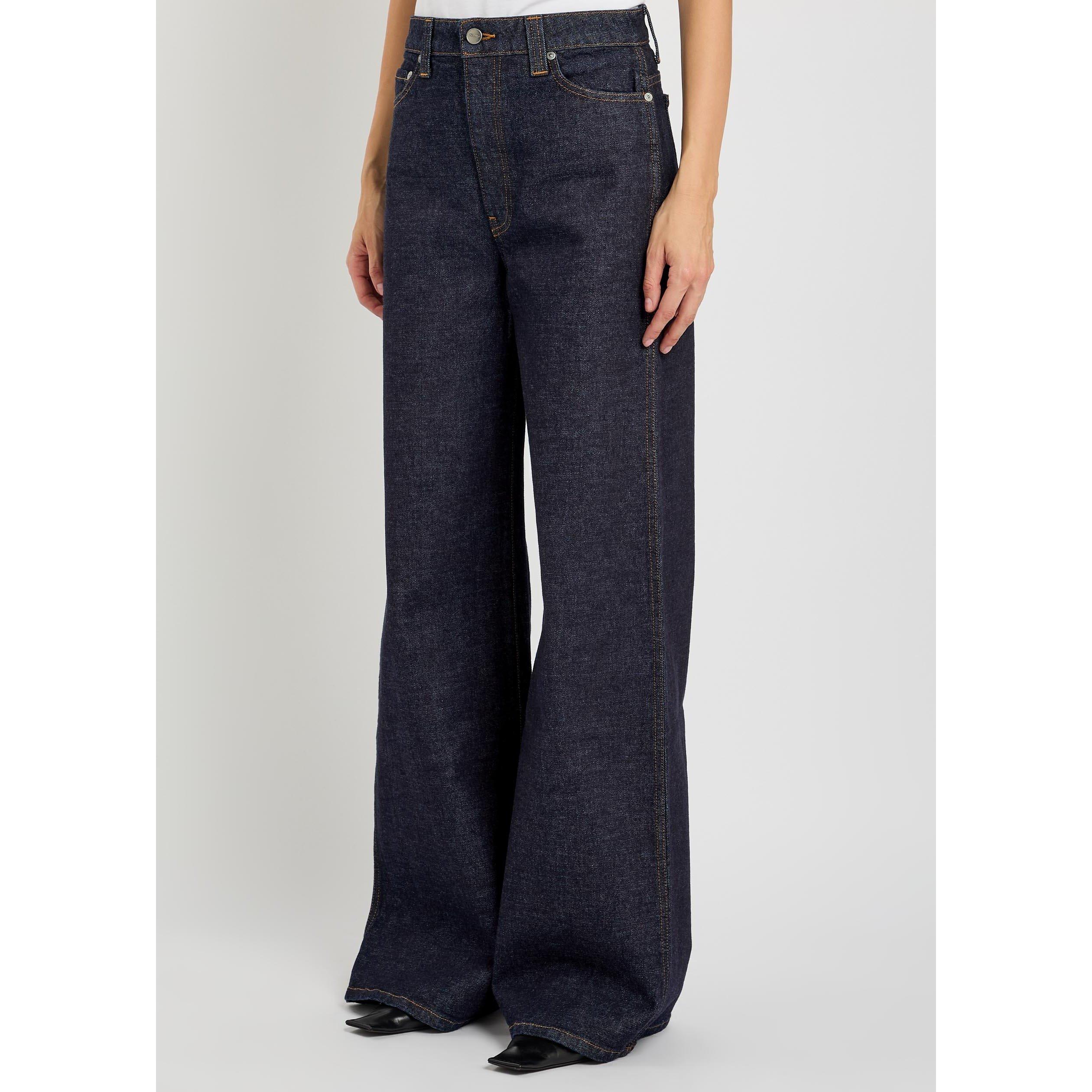 INDIGO - Khaite - Women's Dane Cotton High-Rise Wide-Leg Jeans - 2
