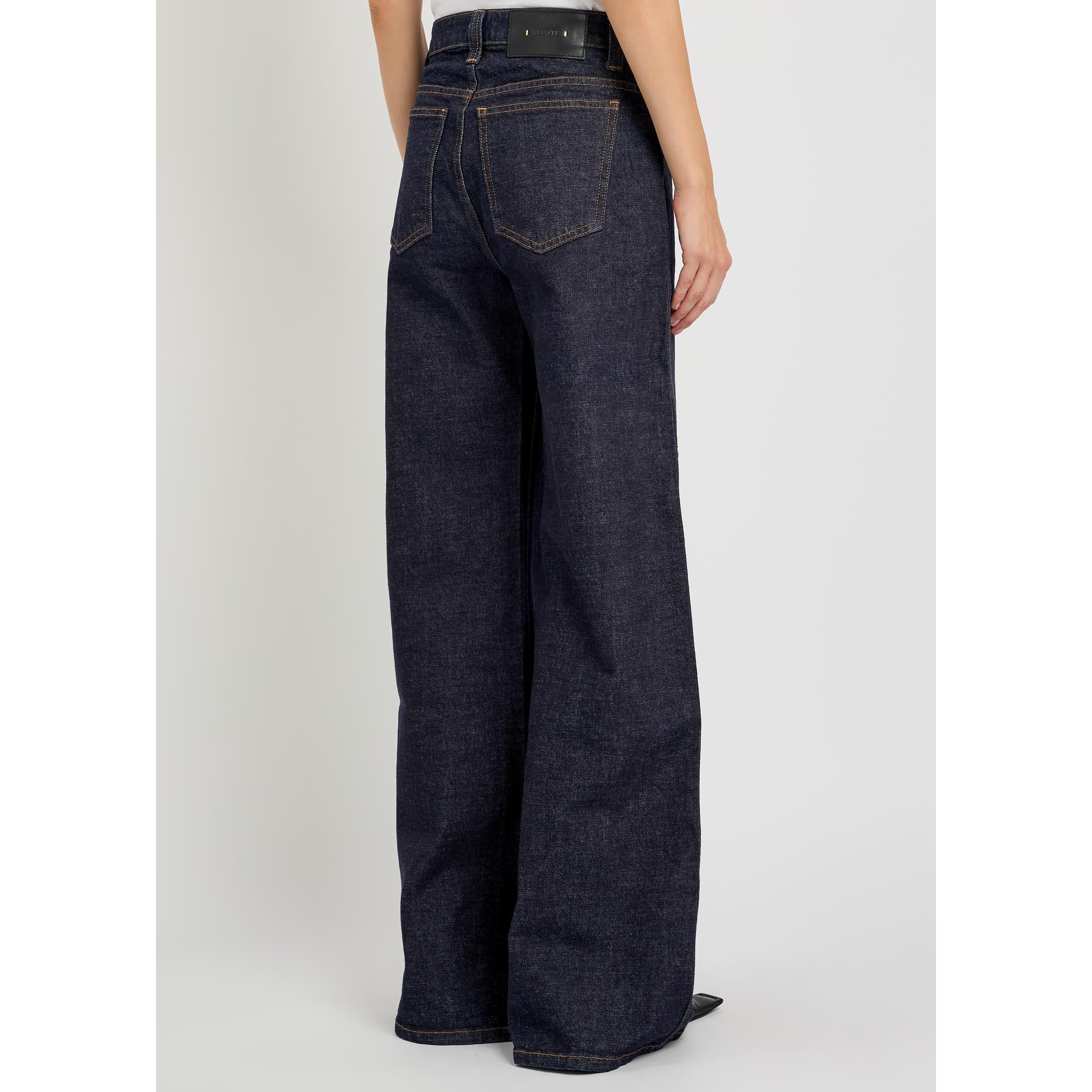 INDIGO - Khaite - Women's Dane Cotton High-Rise Wide-Leg Jeans - 3
