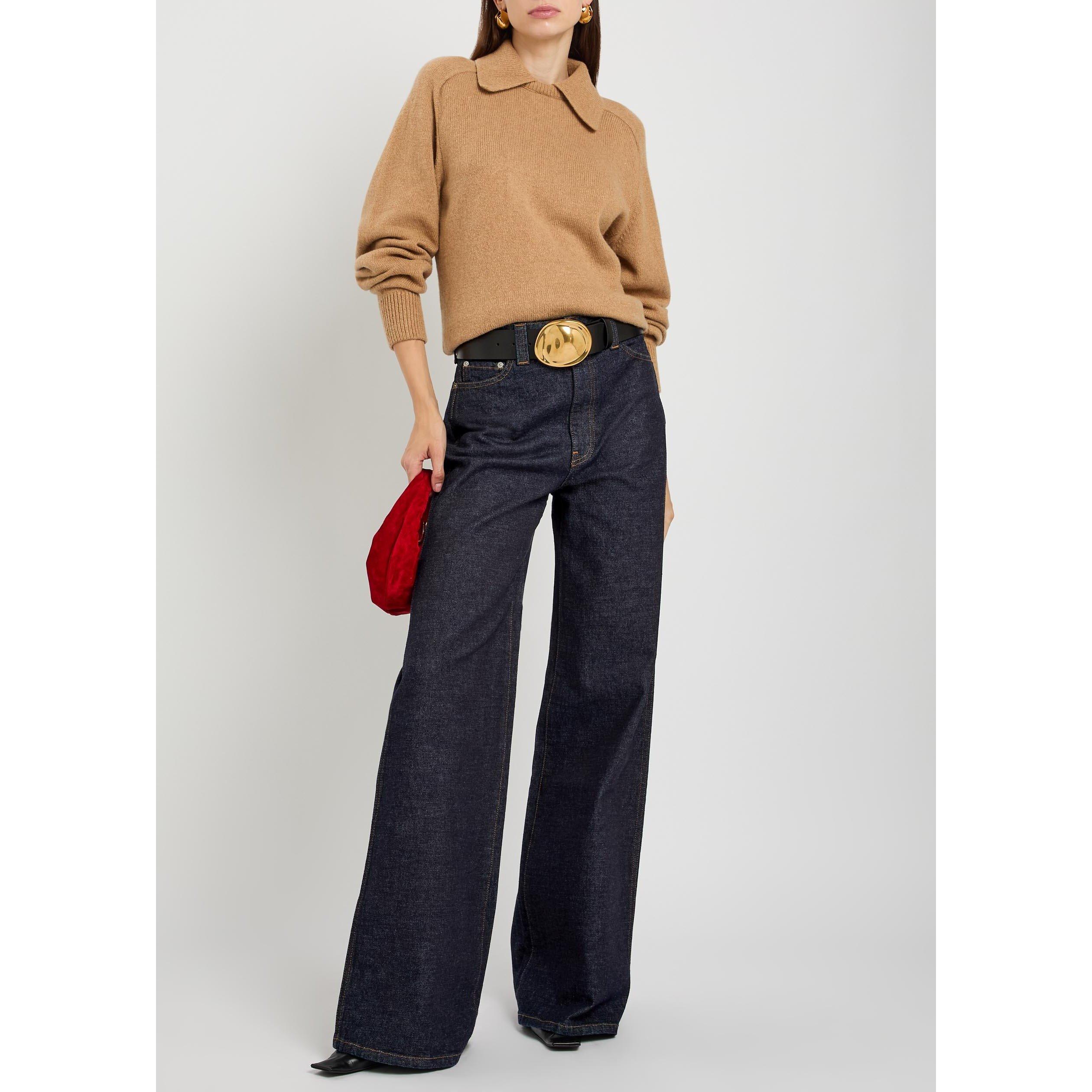 INDIGO - Khaite - Women's Dane Cotton High-Rise Wide-Leg Jeans - 5