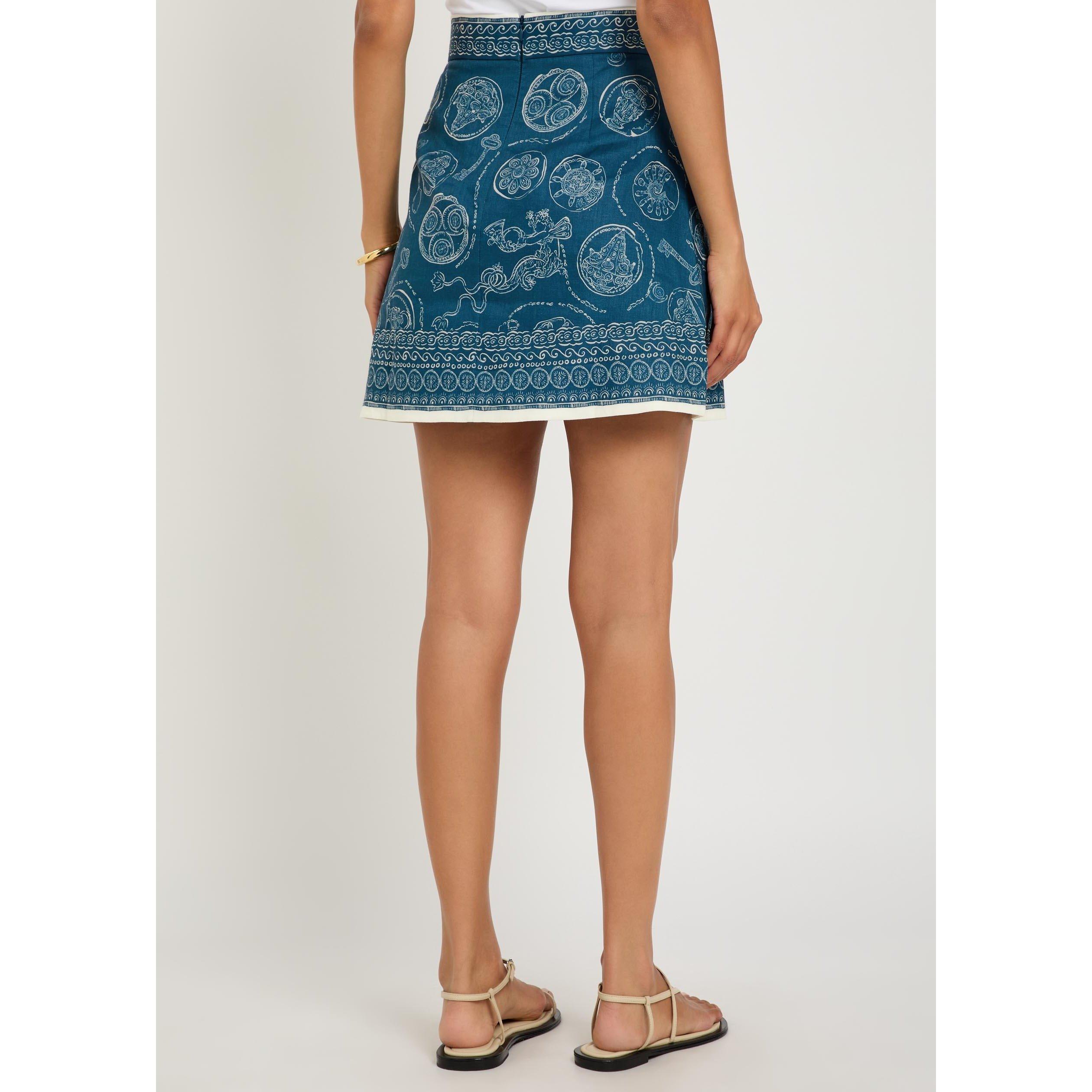 BLUE - Alemais - Women's Lucky Linen Mini Skirt - 3
