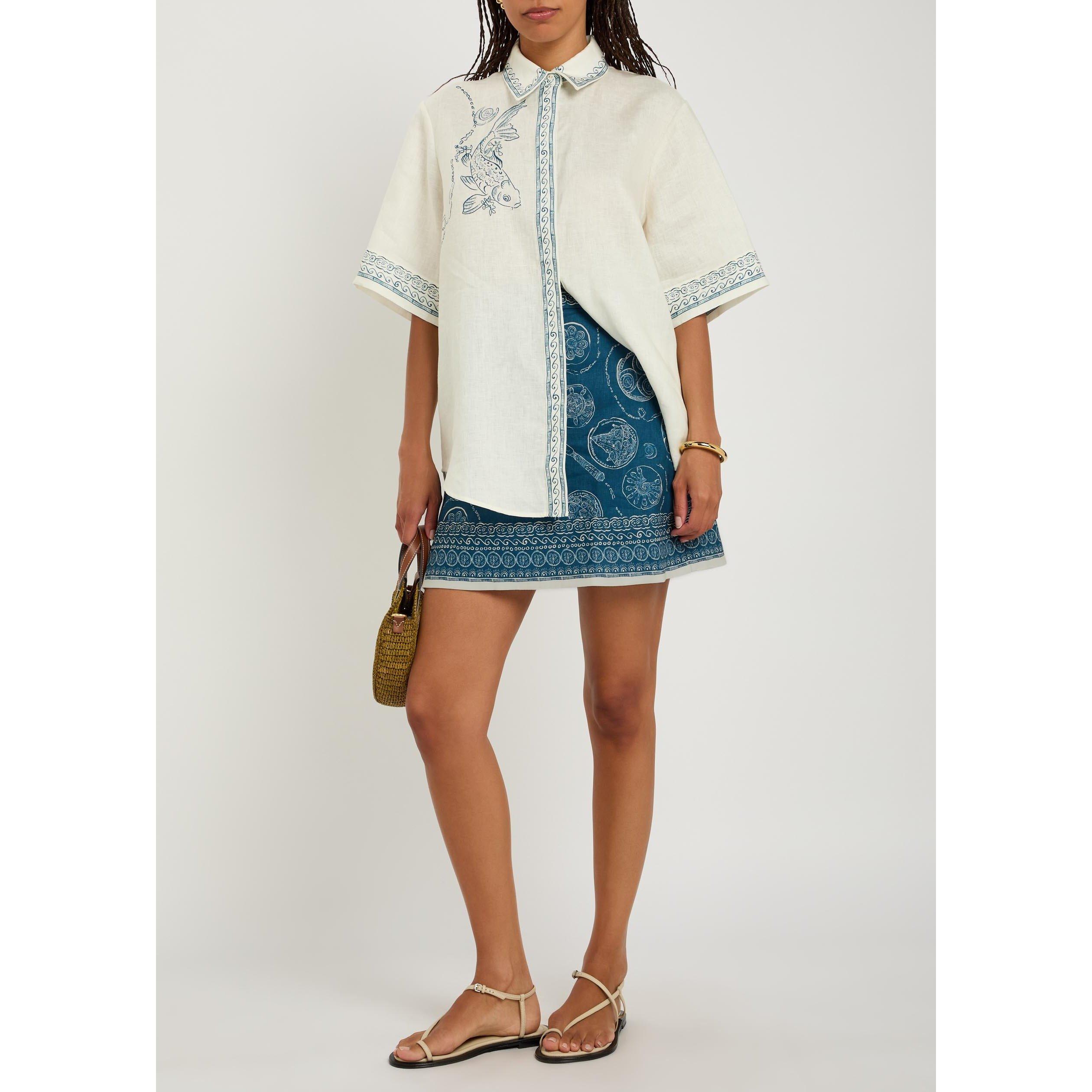 BLUE - Alemais - Women's Lucky Linen Mini Skirt - 5