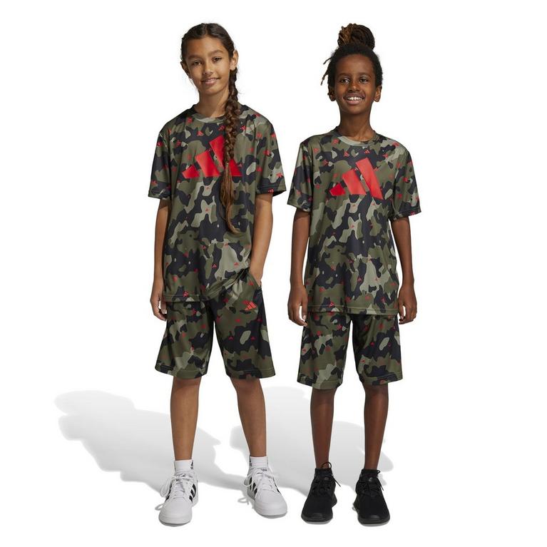 Olive Strata - adidas - Train Essentials Camouflage Shorts Notte Juniors - 3
