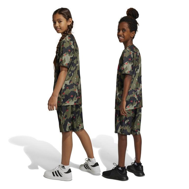 Olive Strata - adidas - Train Essentials Camouflage Shorts Notte Juniors - 4