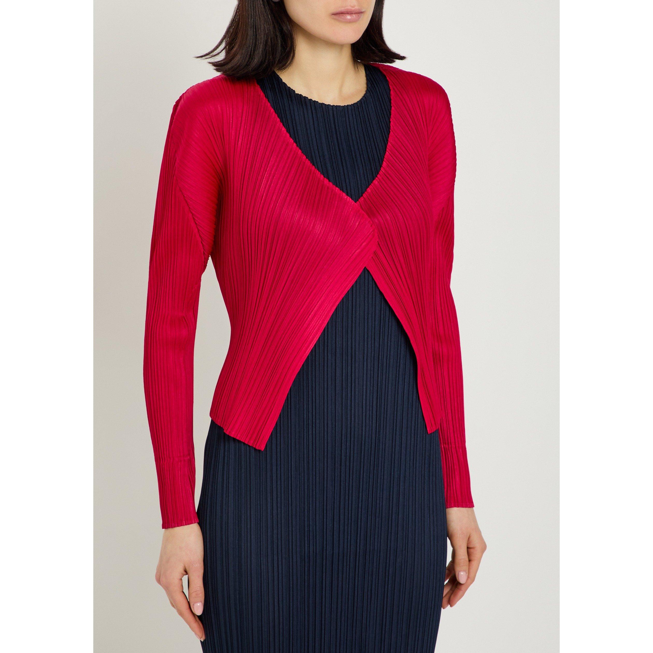 RED - Issey Miyake - Women's Pleats Please Pleated V-Neck Cardigan - 2