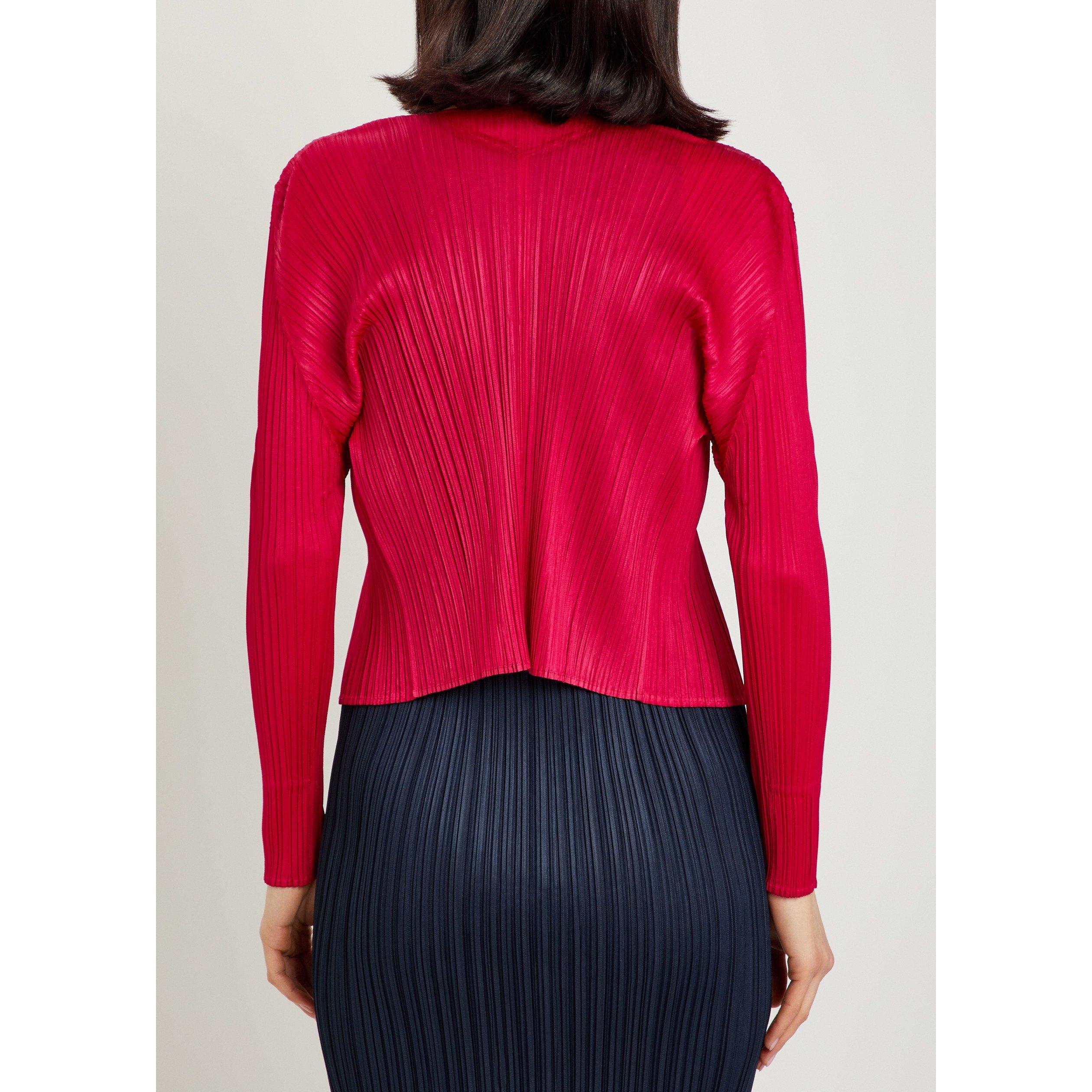 RED - Issey Miyake - Women's Pleats Please Pleated V-Neck Cardigan - 3