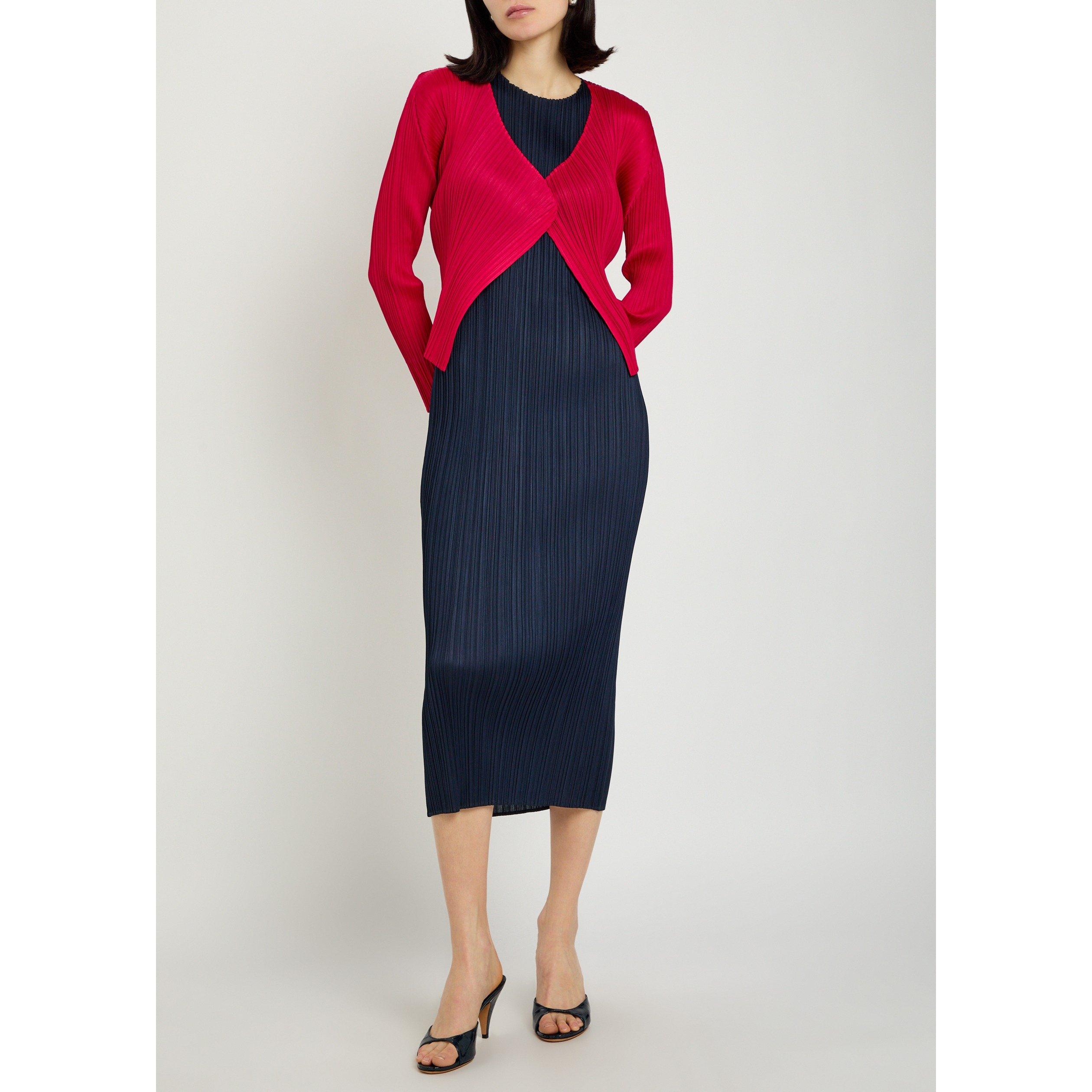 RED - Issey Miyake - Women's Pleats Please Pleated V-Neck Cardigan - 5