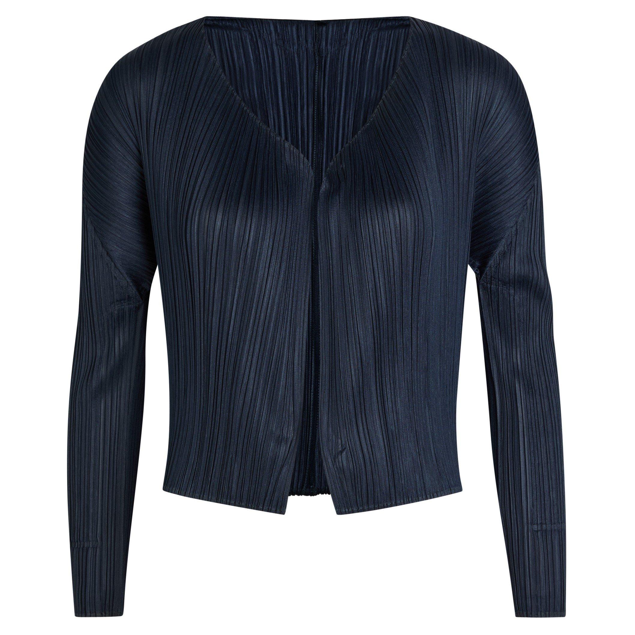 NAVY - Issey Miyake - Women's Pleats Please Pleated V-Neck Cardigan - 1