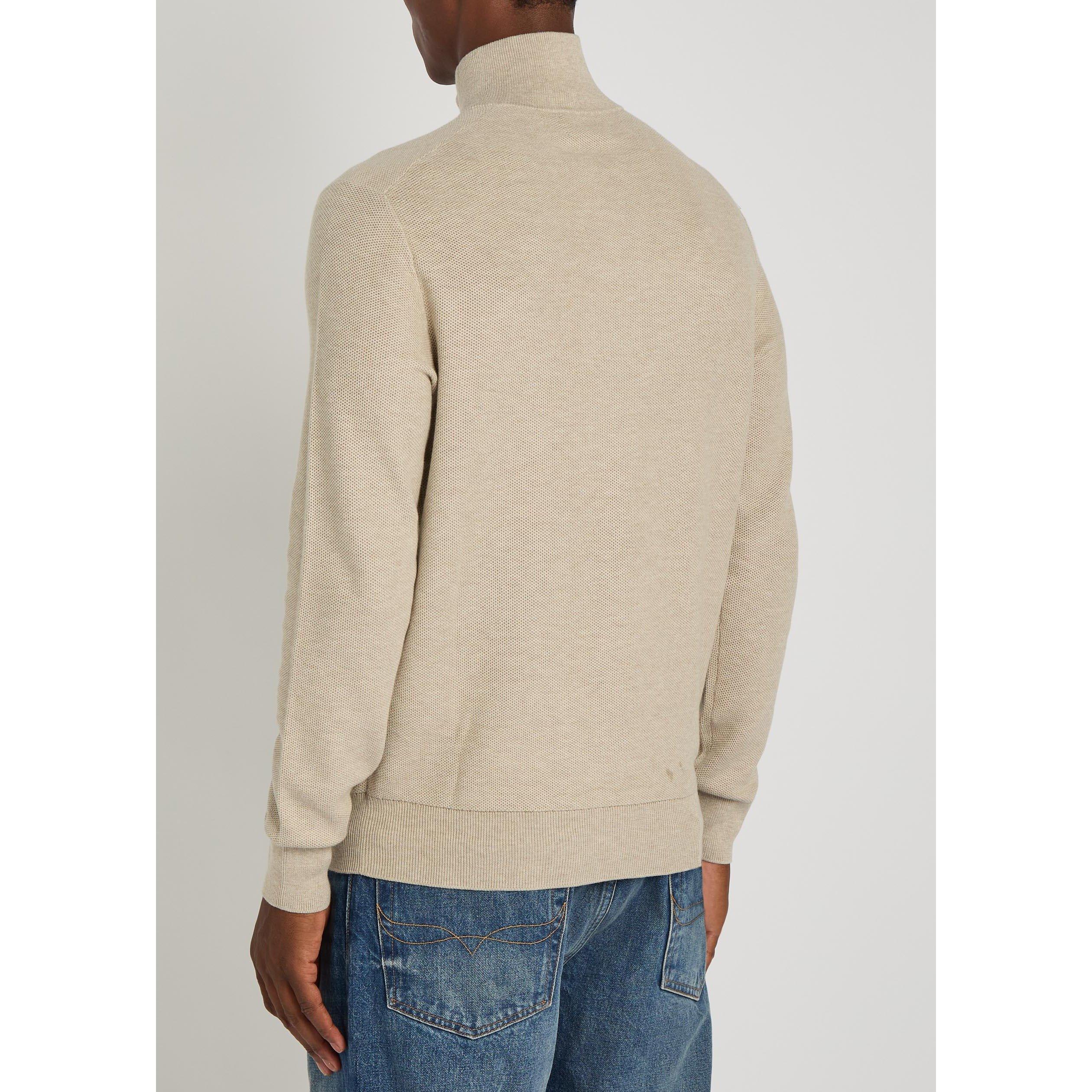 BROWN - Polo Ralph Lauren - Men's 1/4 Zip Cotton Jumper - 3
