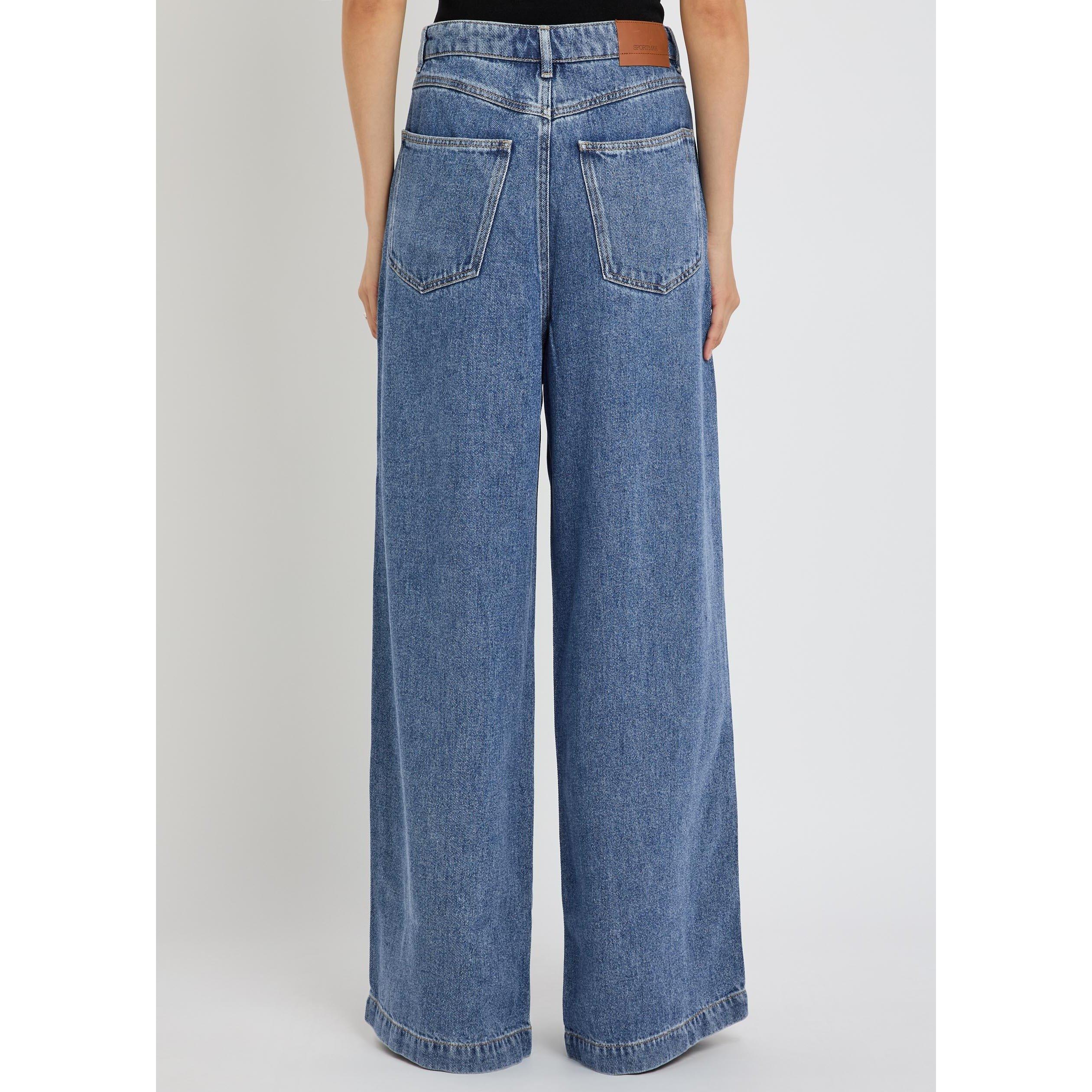 DENIM - Sportmax - Women's Lyocell Wide-Leg Jeans - 3
