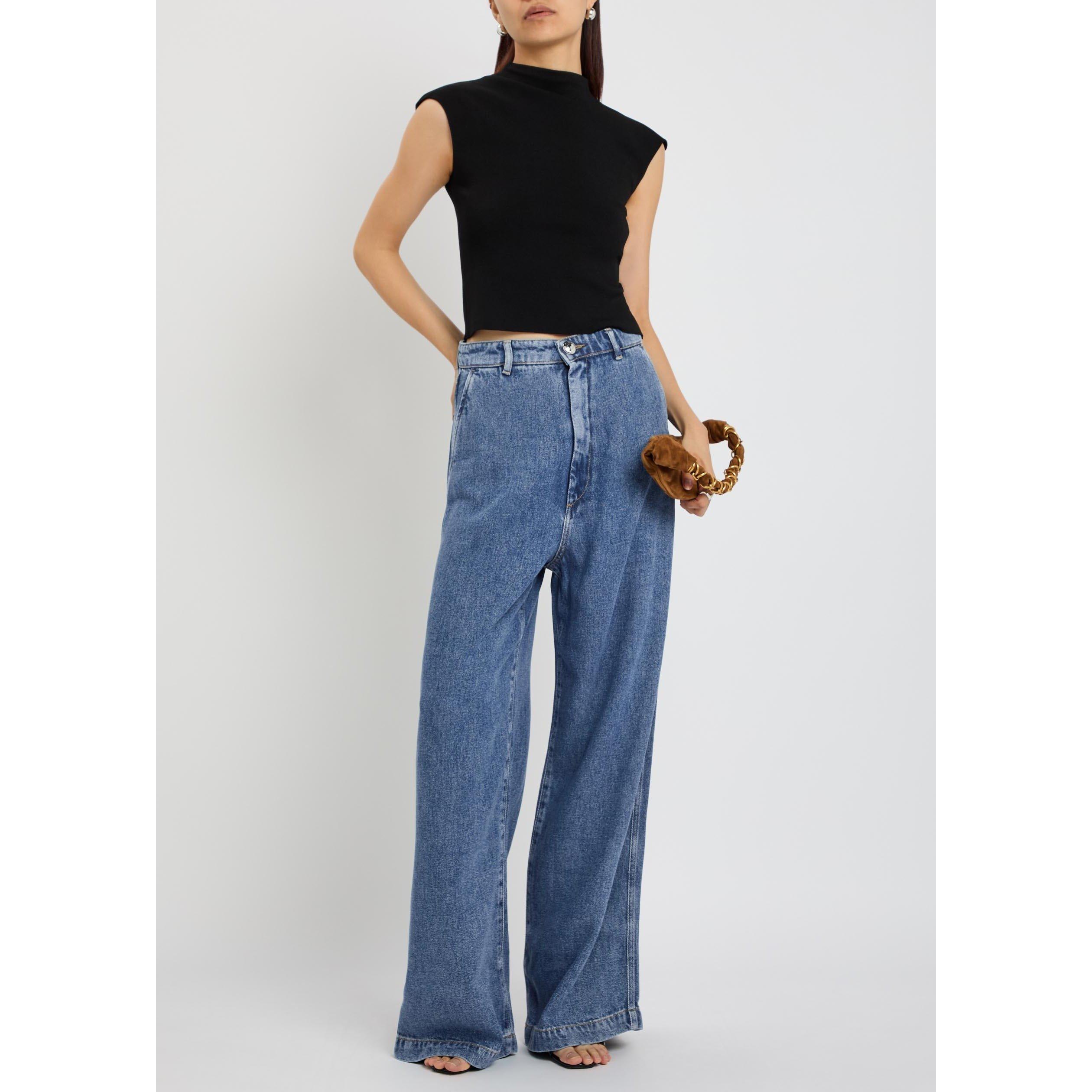 DENIM - Sportmax - Women's Lyocell Wide-Leg Jeans - 5