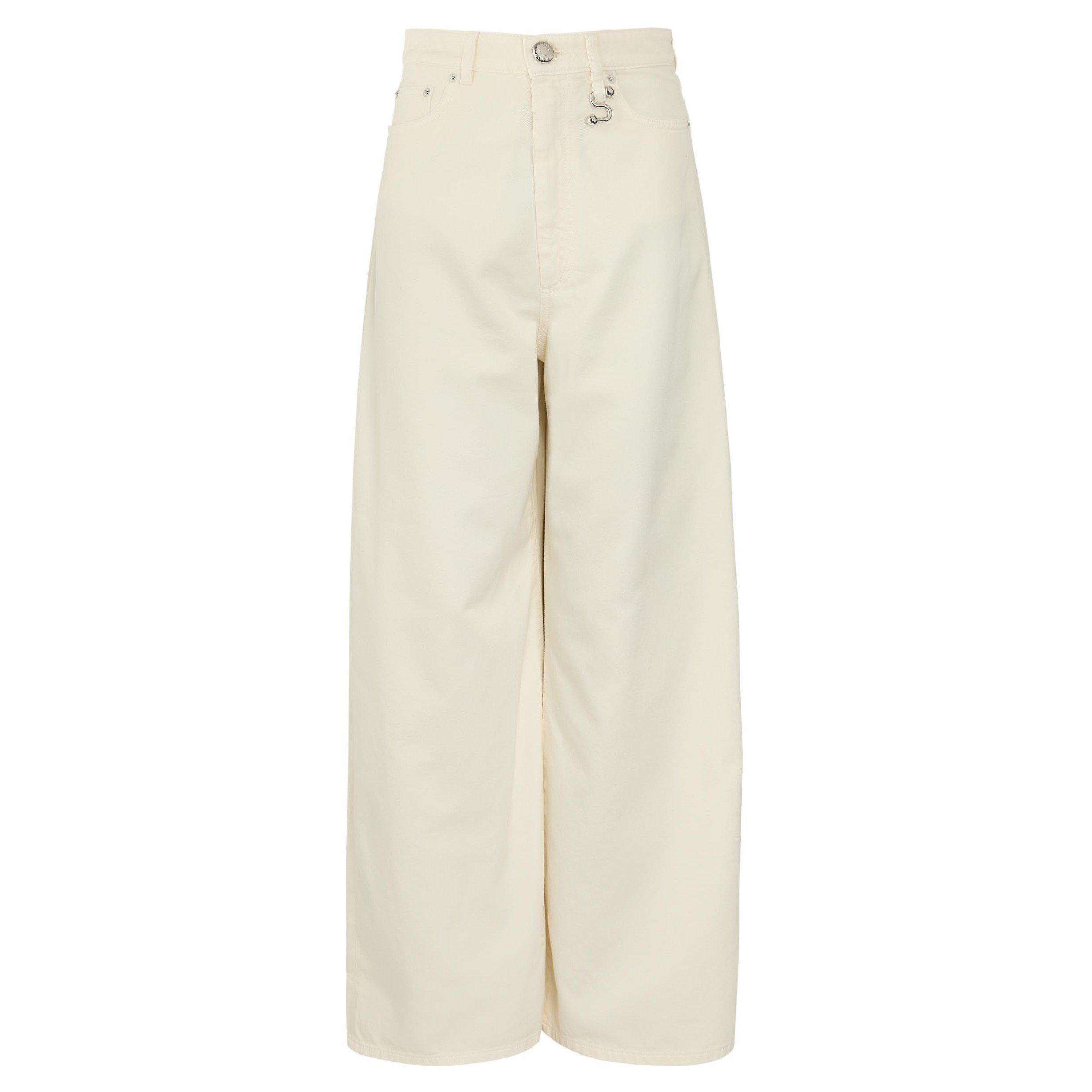 IVORY - Sportmax - Women's High-Rise Cotton Wide-Leg Jeans - 1