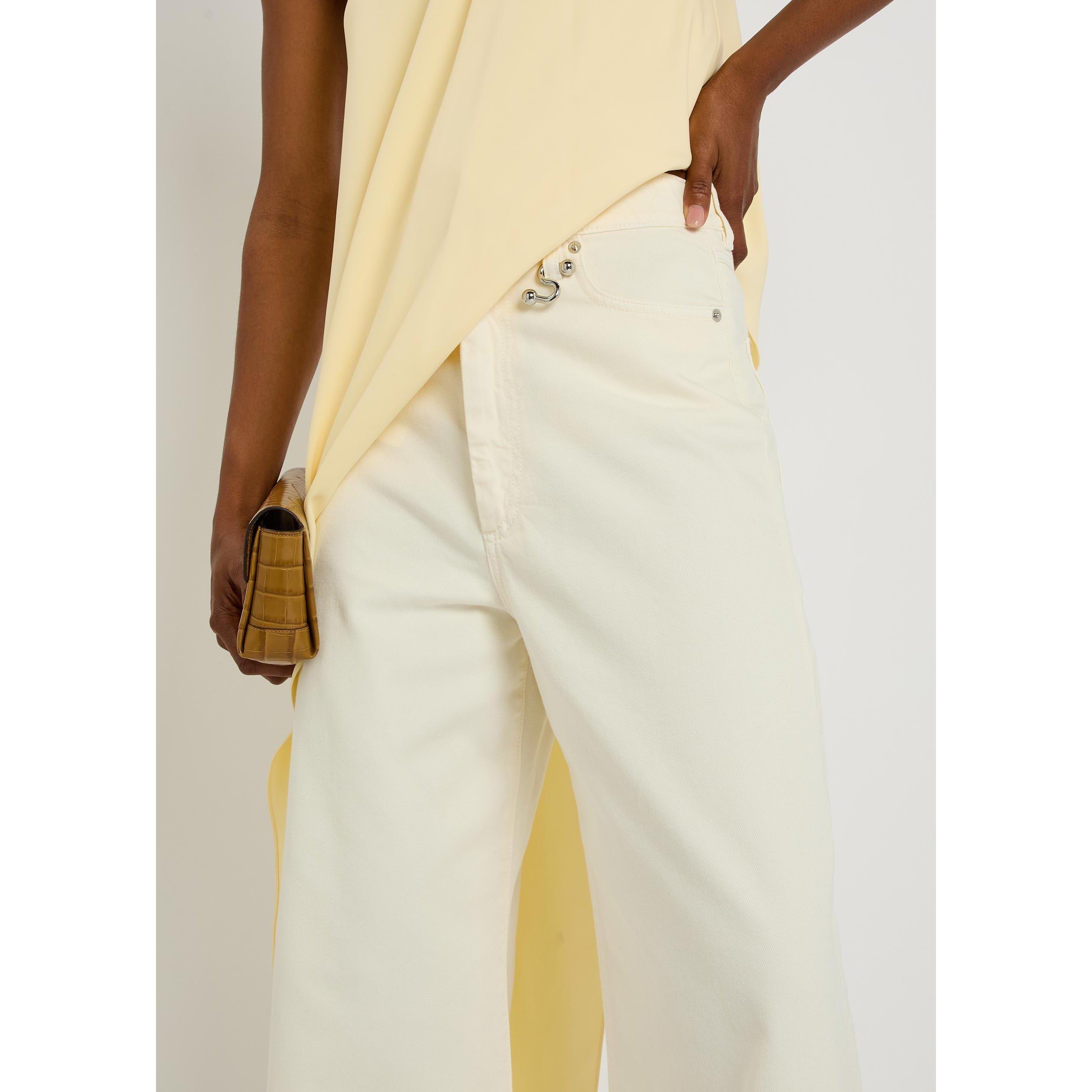 IVORY - Sportmax - Women's High-Rise Cotton Wide-Leg Jeans - 4