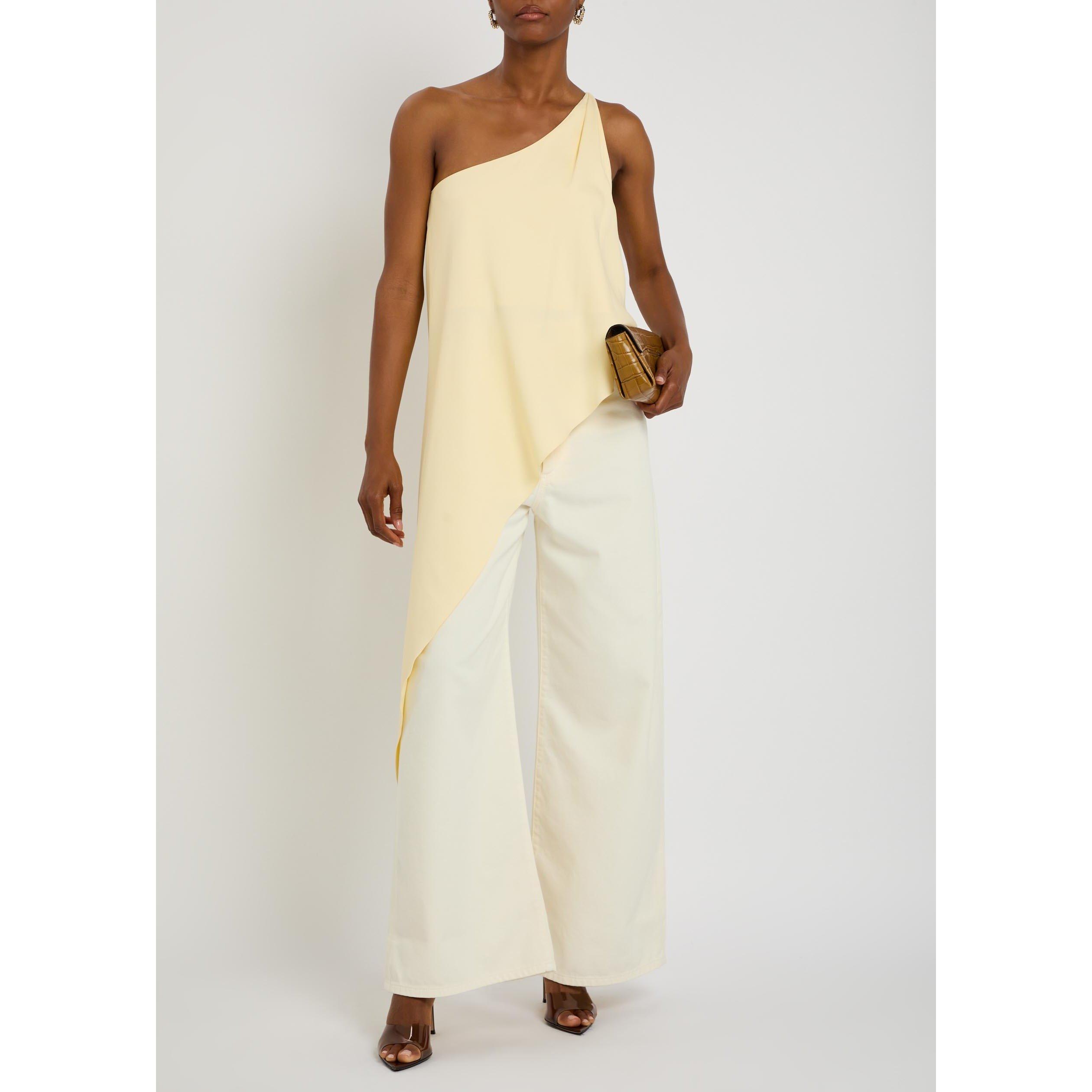 IVORY - Sportmax - Women's High-Rise Cotton Wide-Leg Jeans - 5