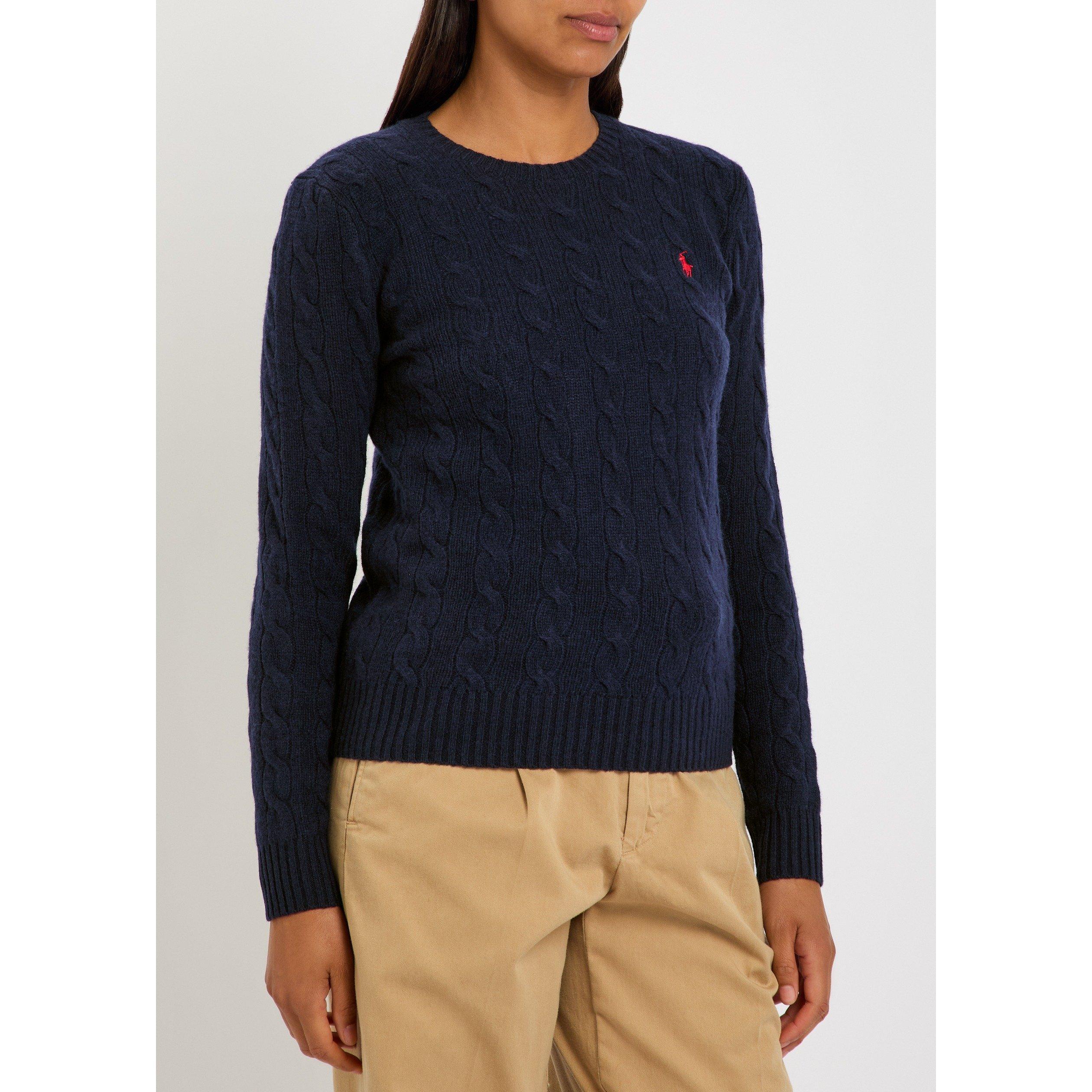 NAVY - Polo Ralph Lauren - Women's Wool Cashmere Cable Knit Slim-Fit Jumper - 2