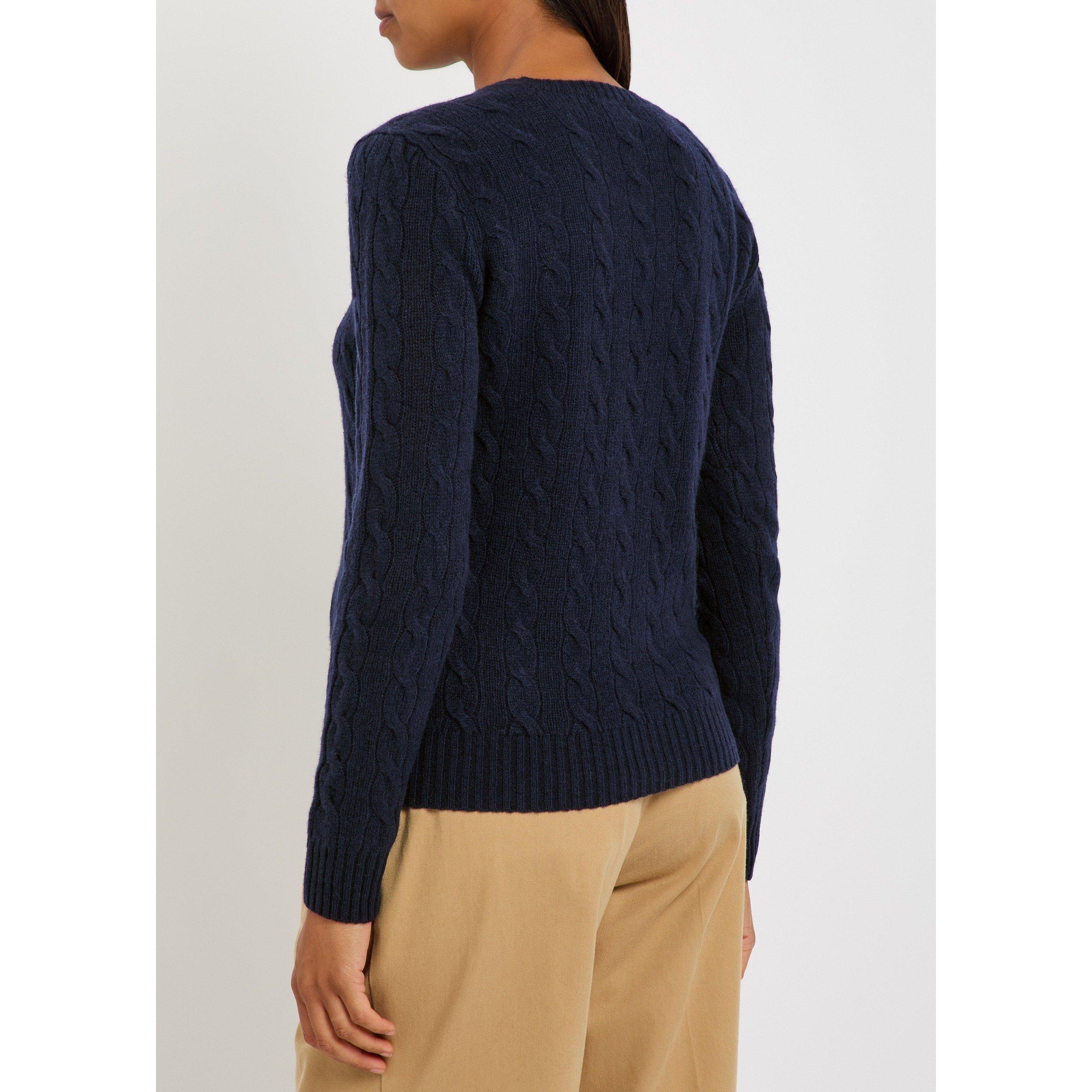 NAVY - Polo Ralph Lauren - Women's Wool Cashmere Cable Knit Slim-Fit Jumper - 3