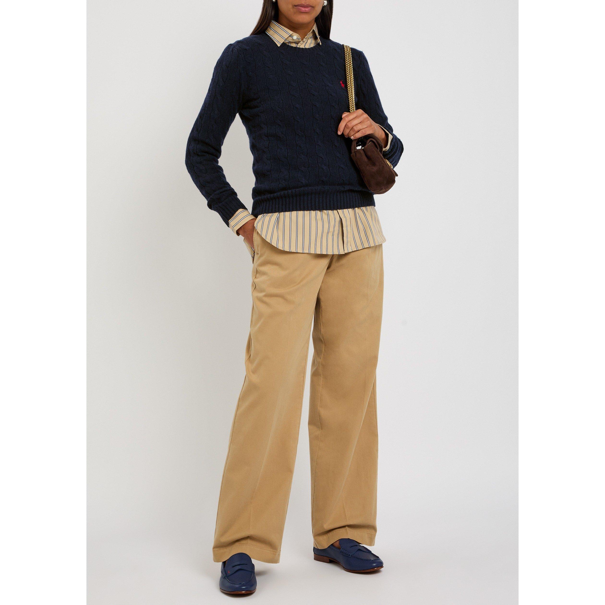 NAVY - Polo Ralph Lauren - Women's Wool Cashmere Cable Knit Slim-Fit Jumper - 5