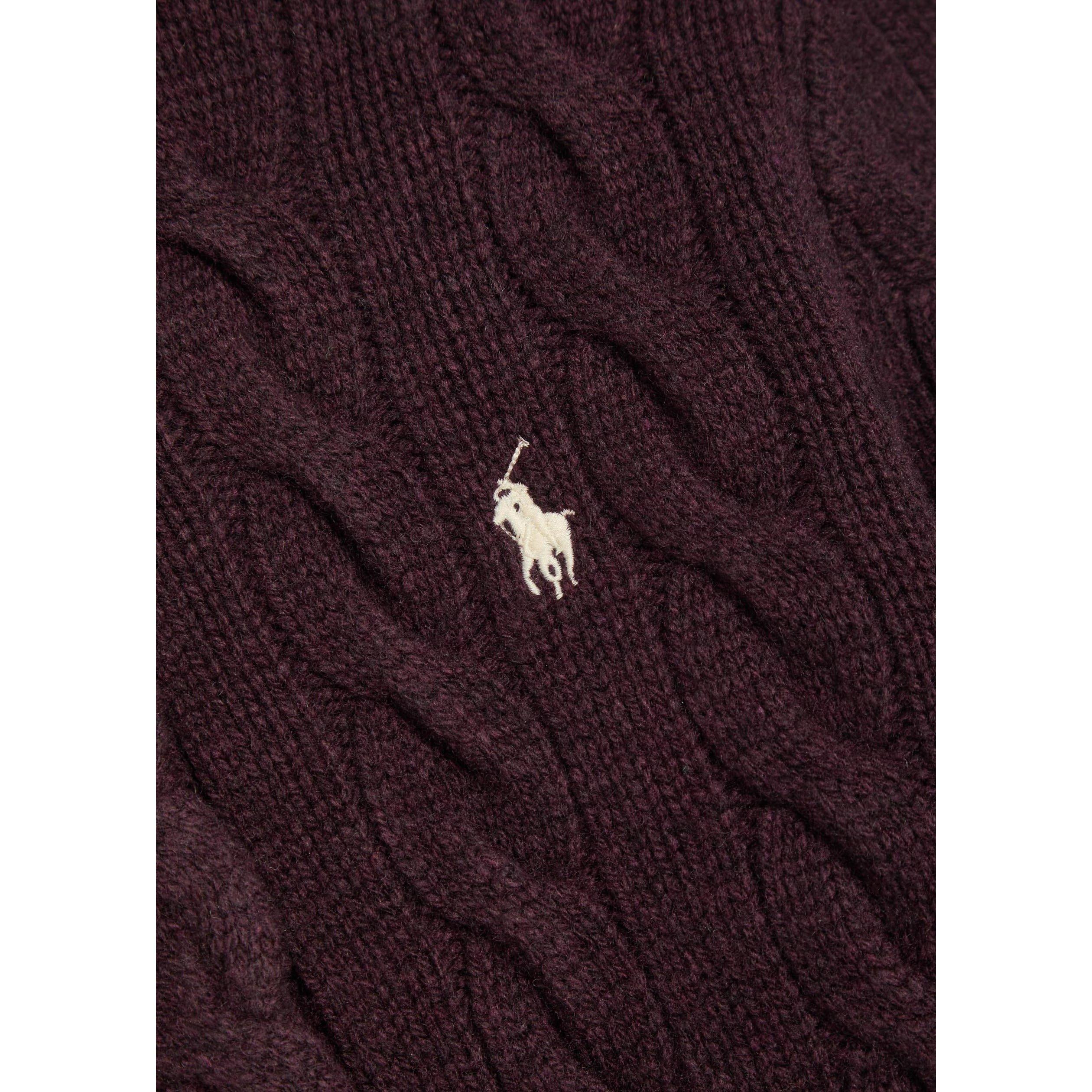 DARK PURPLE - Polo Ralph Lauren - Women's Wool Cashmere Cable Knit Slim-Fit Cardigan - 4