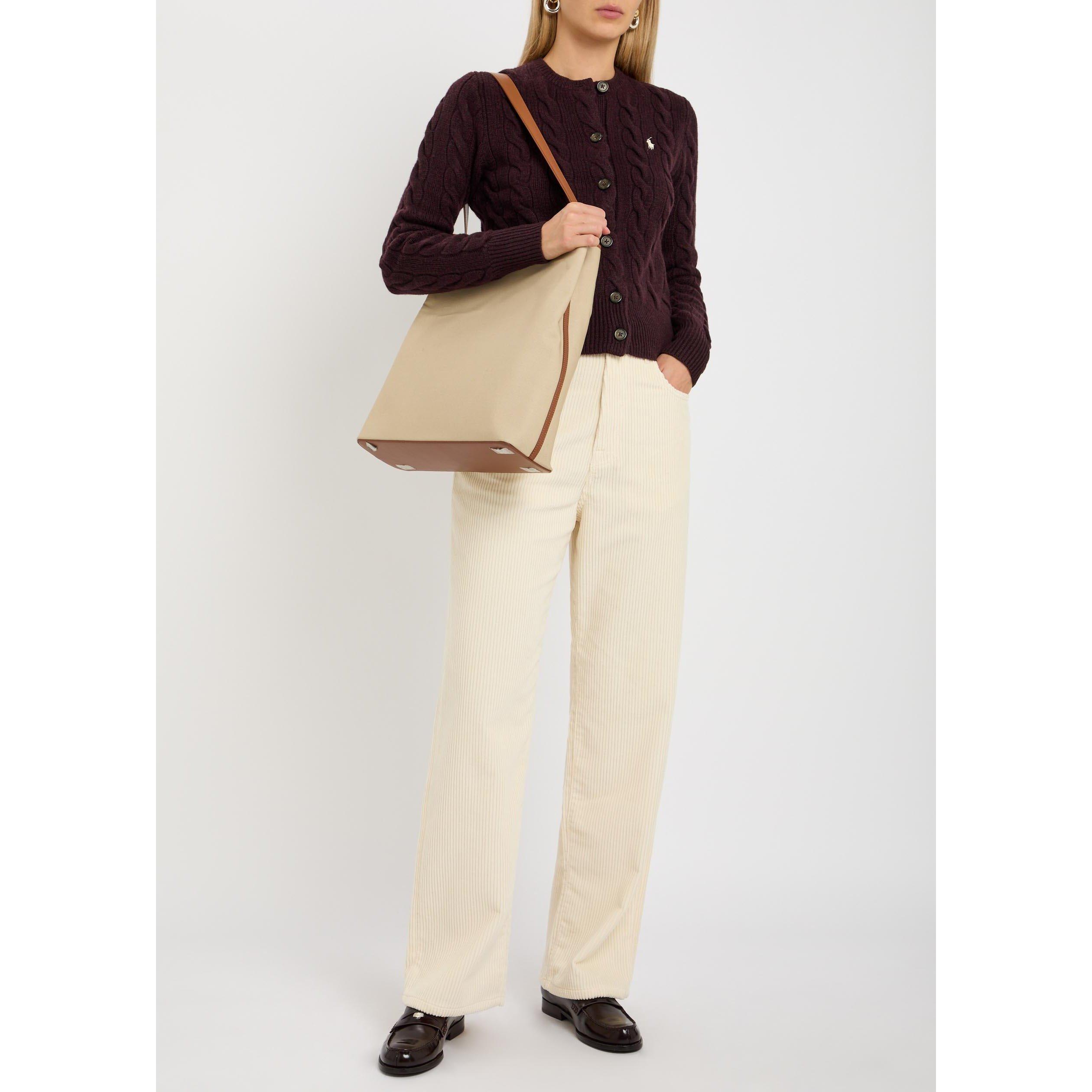 DARK PURPLE - Polo Ralph Lauren - Women's Wool Cashmere Cable Knit Slim-Fit Cardigan - 5